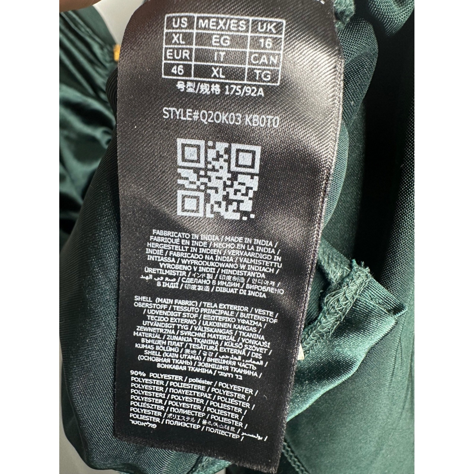 Guess Taima Dark Jade Green Ruched Satin Bodycon Mini Dress XL Q2OK03KB0T0 NWT