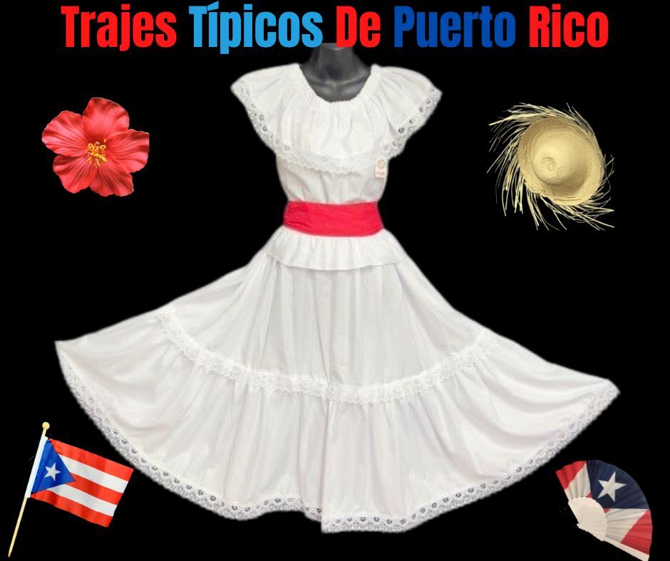 Puerto Rico Boricua Bomba y Plena , Colombian Cumbia Traje Tipico. CR 3 PC Set.