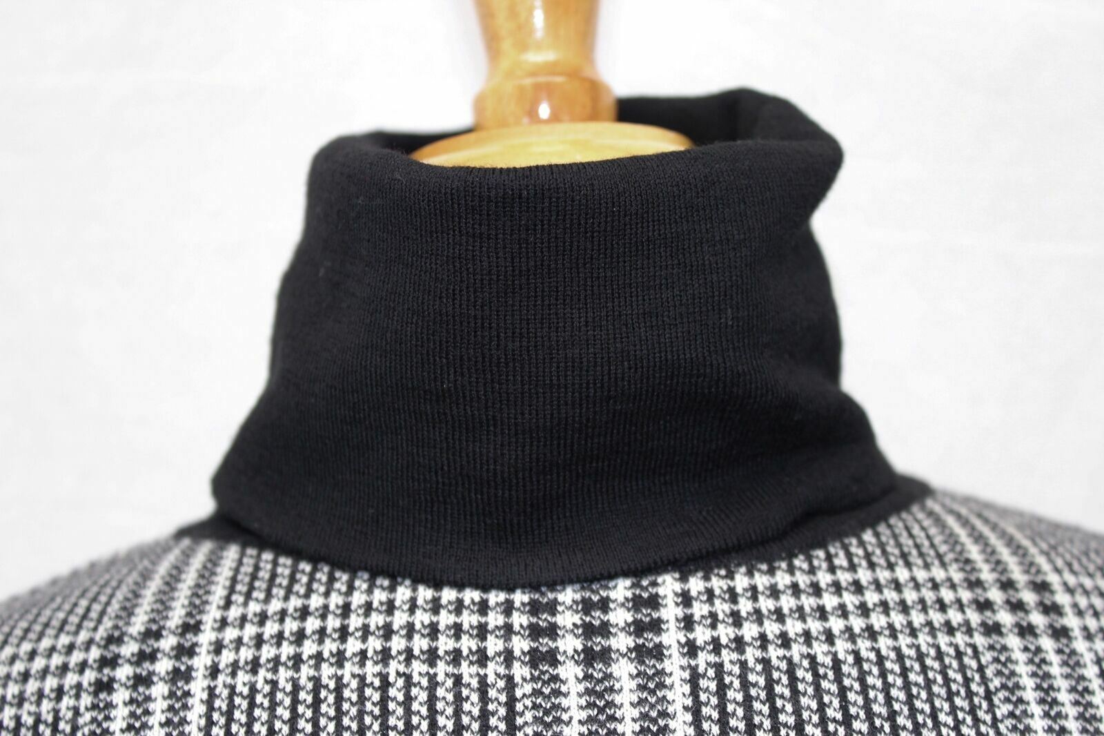Peter Millar Black White Wool Plaid Turtleneck Sweater Dress Size M