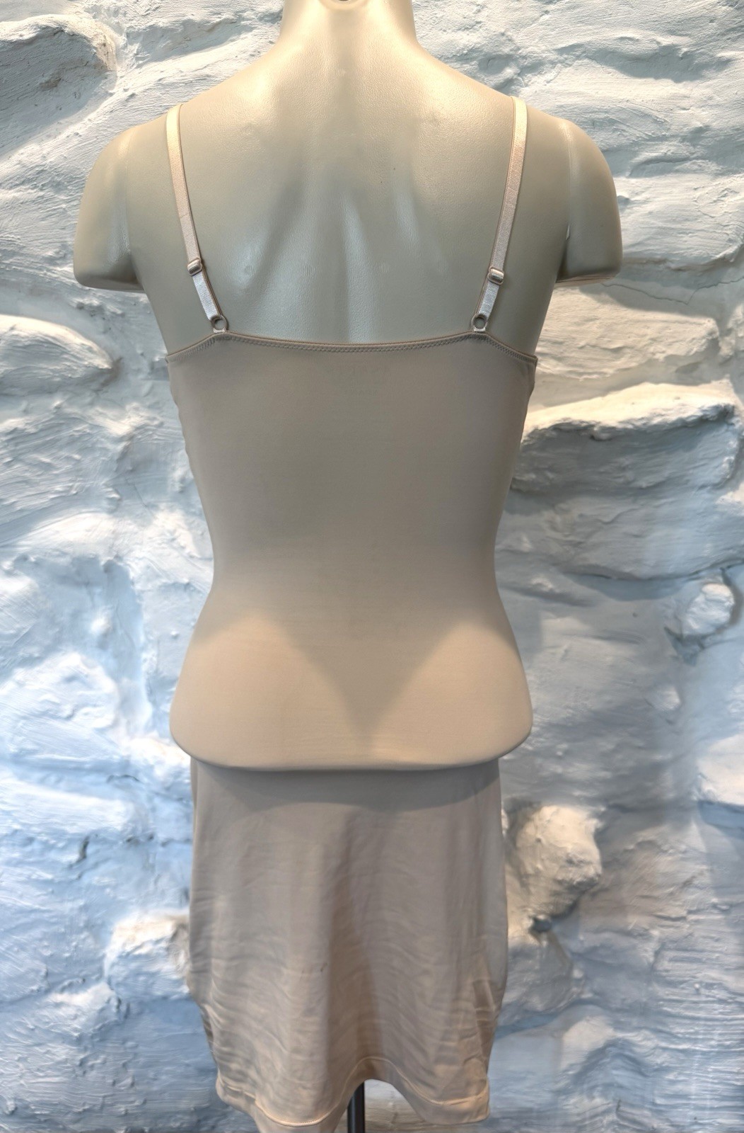 ASSETS BY SPANX Nude Tank Slip Dress Shape Wear Stretch Control Side Mesh LARGE