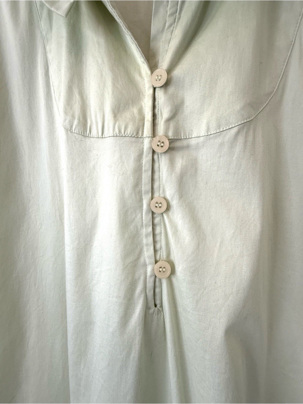 S’Edge Light Mint Cotton Puff Sleeve Tiered Dress Size Large Cottage-core