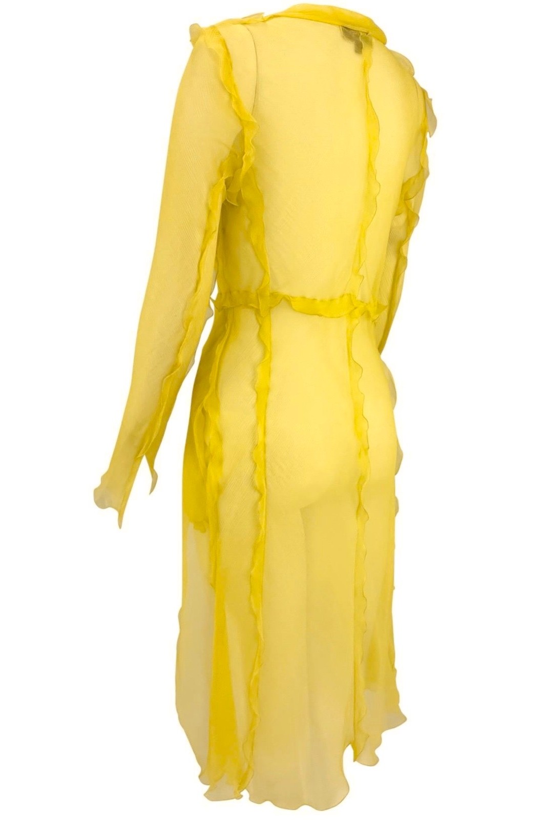 Fendi Spring/Summer 2000 Yellow Ruffle Silk Dress Duster Coverup – IT 42