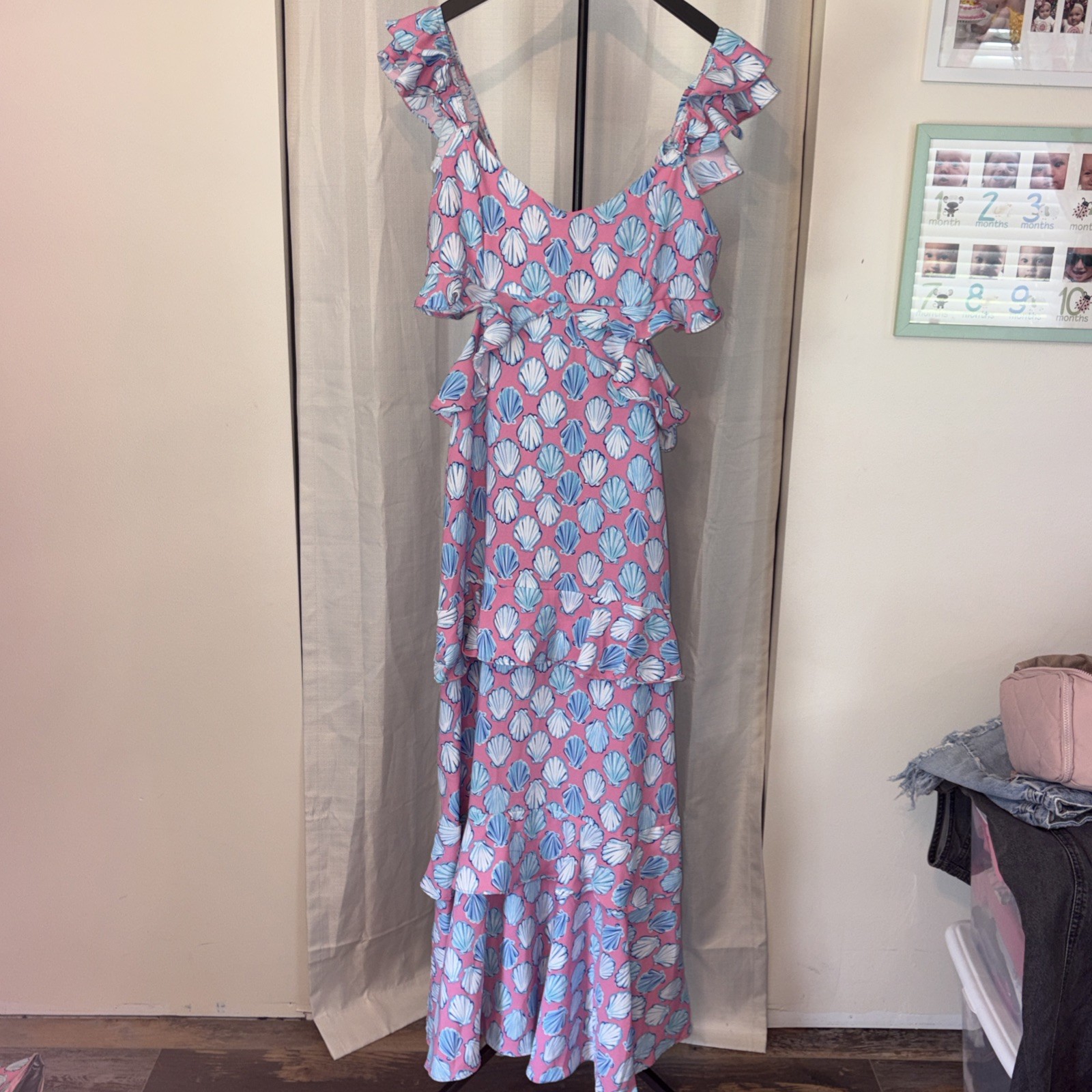 SIMPLY SOUTHERN Cut Out Dress Sea Shell Ruffle Maxi Dress Large