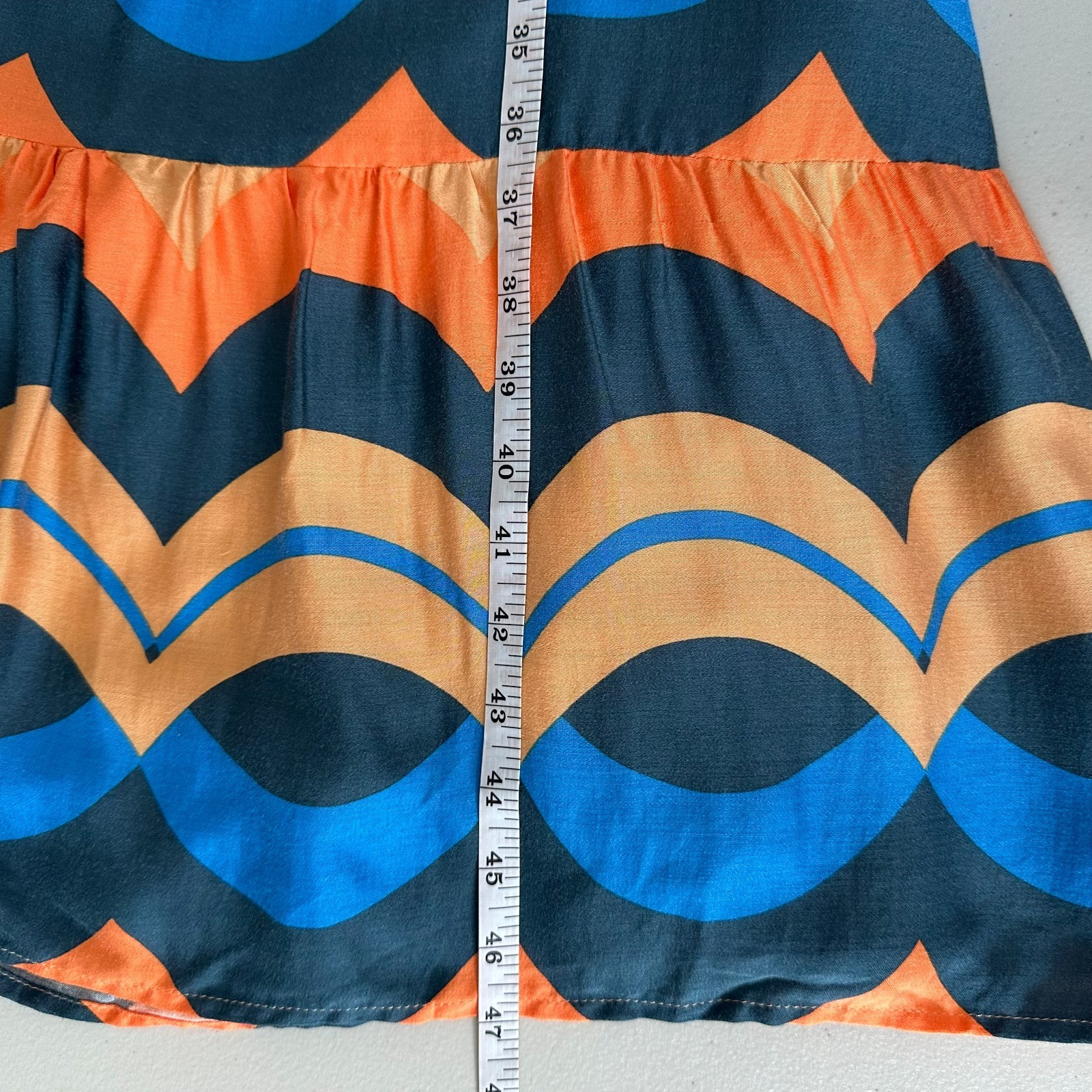 Olivaceous Tie Back Midi Dress Womens Size M Chevron Orange Blue Tiered Boho