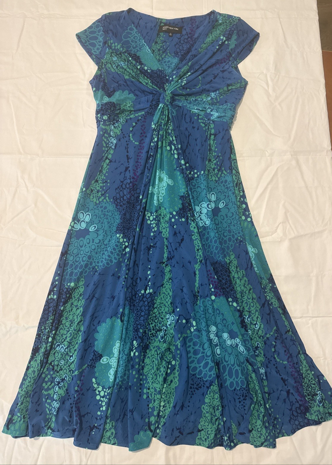 Jones New York Blue Green Midi Dress Size 10