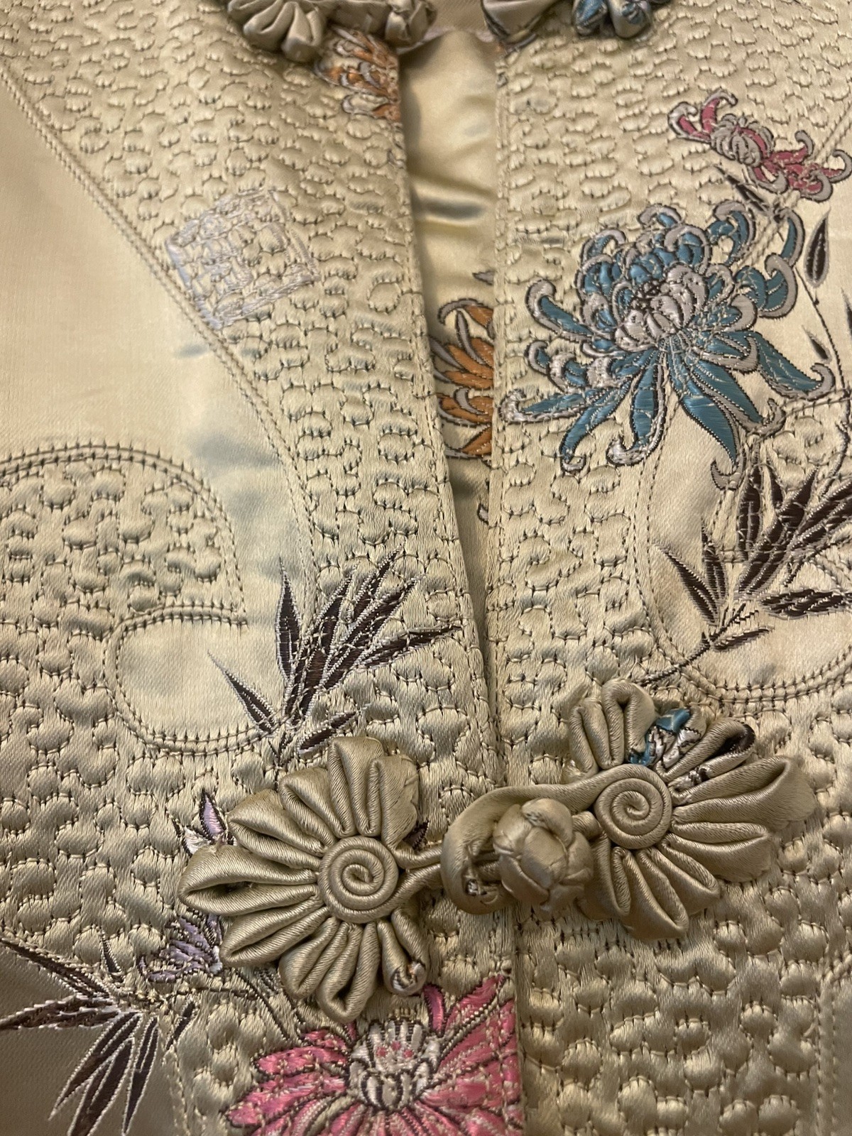 Vintage Oriental Kimono Robe Large Long Dress Jacket Gold Peony Shanghai 34