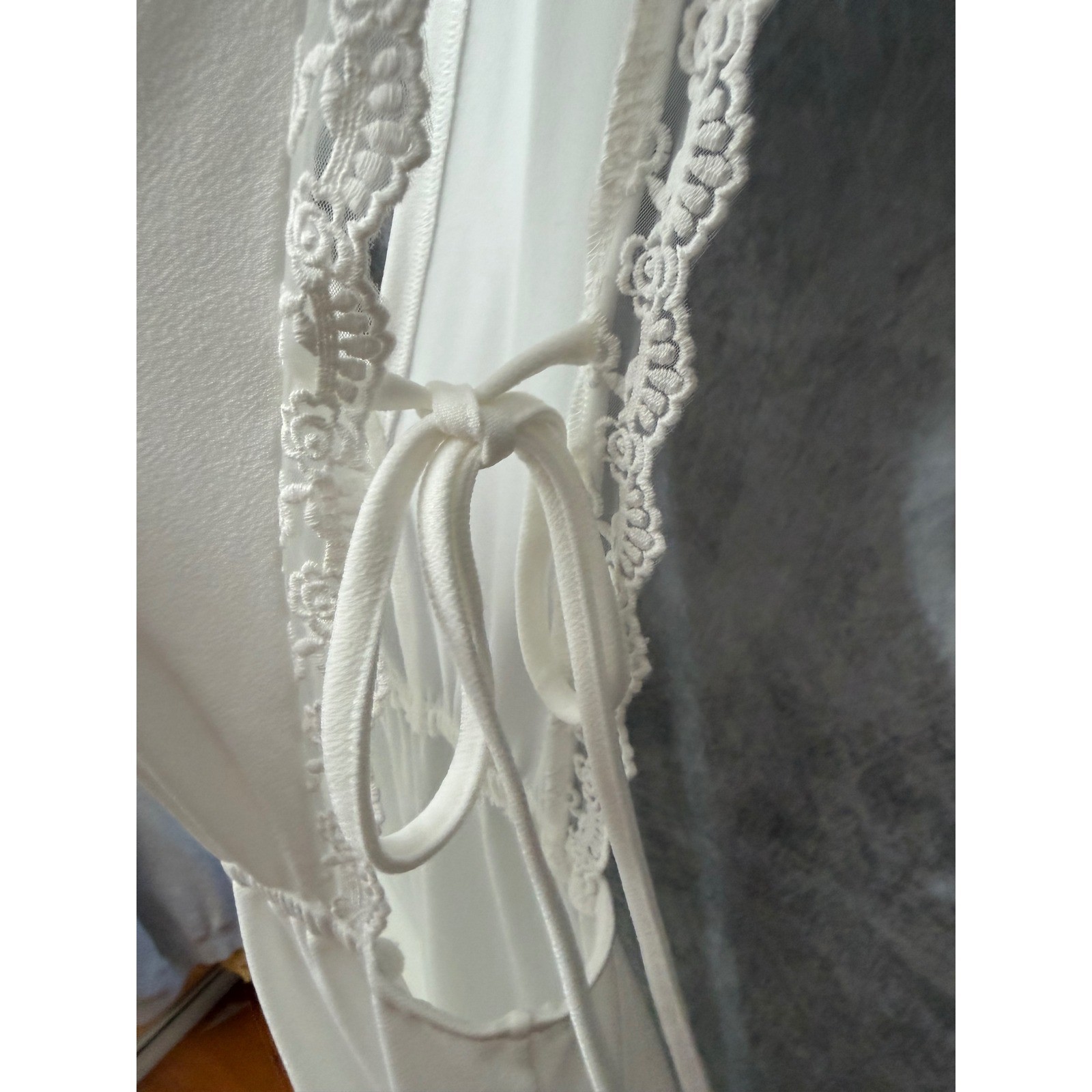 ASOS DESIGN White Lace Trim Pinafore Midi Dress Open Side Tie Detail Womens 4