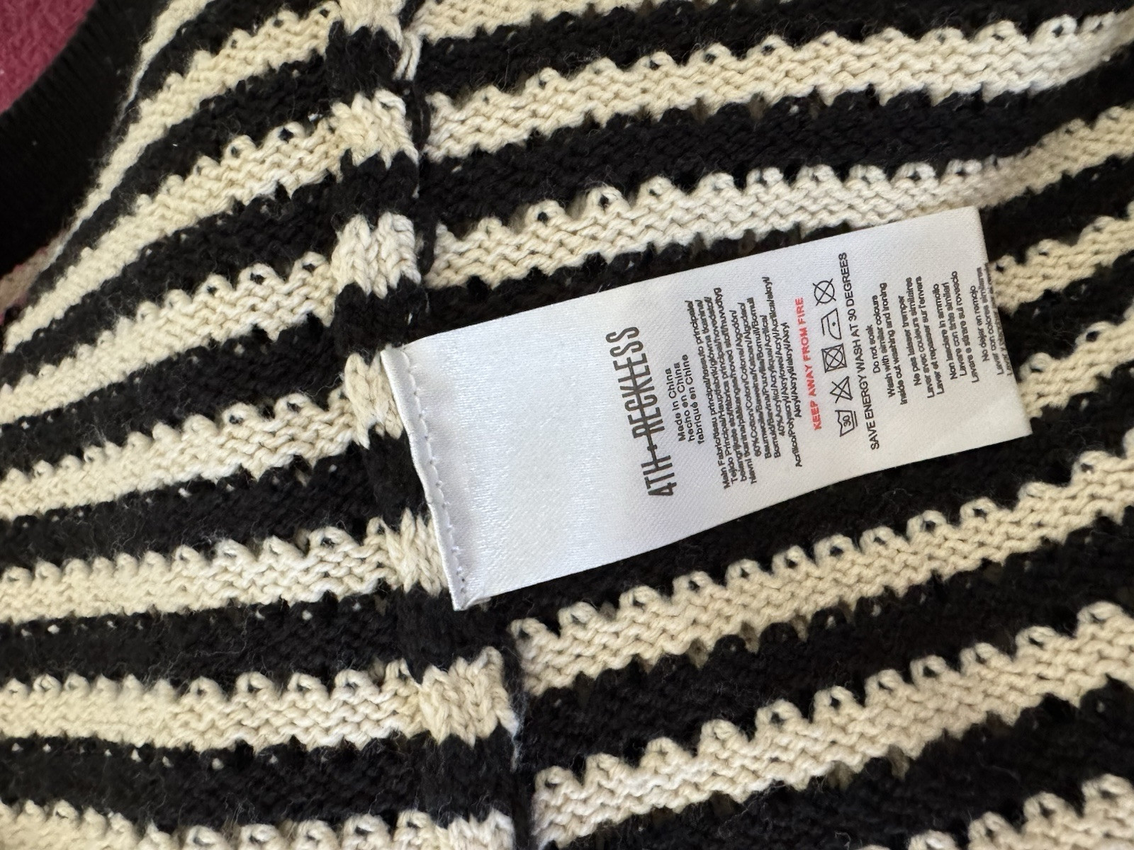 4th + Reckless knit Maxi Dress Large Striped Black Cream