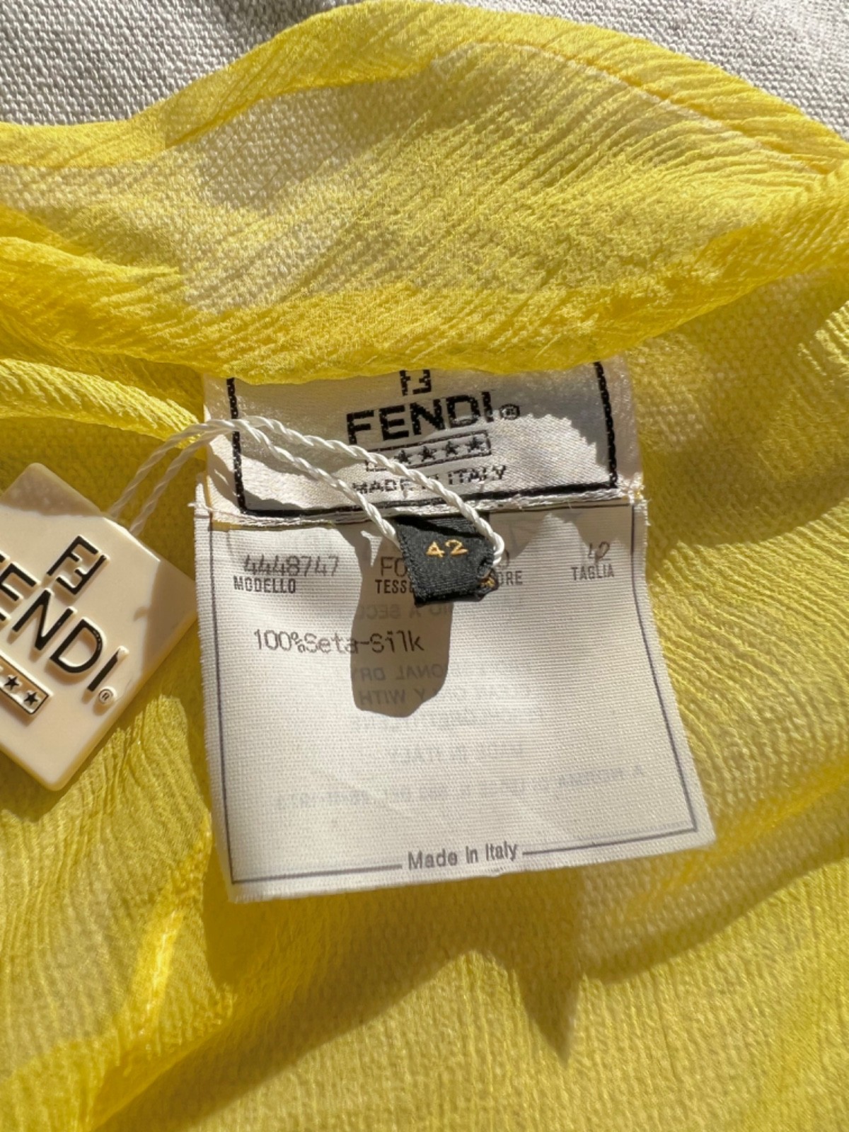 Fendi Spring/Summer 2000 Yellow Ruffle Silk Dress Duster Coverup – IT 42