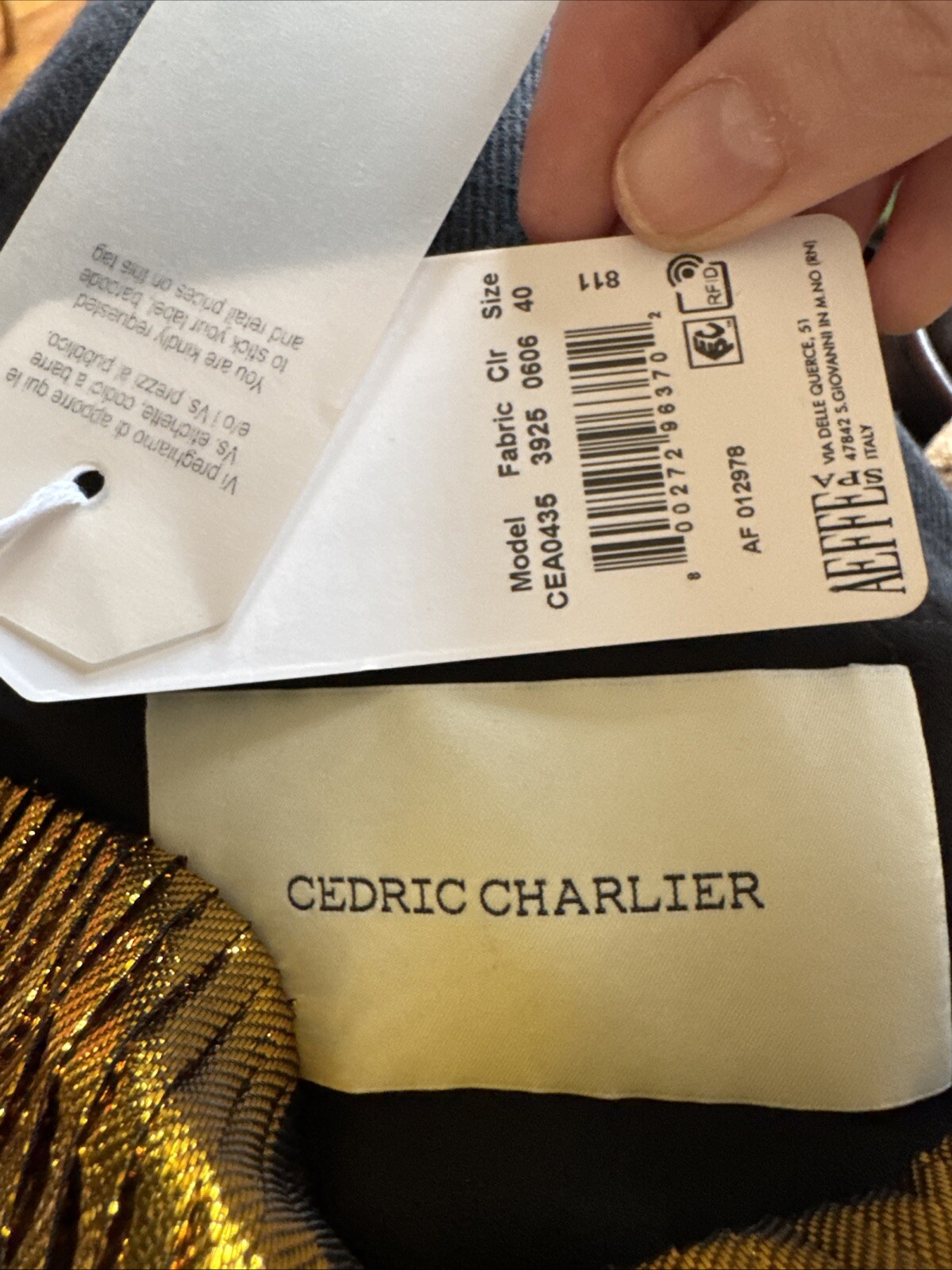 Cedric Charlier Gold Metallic Pleated Midi Dress NWT Size 40 US 6 SS 2018