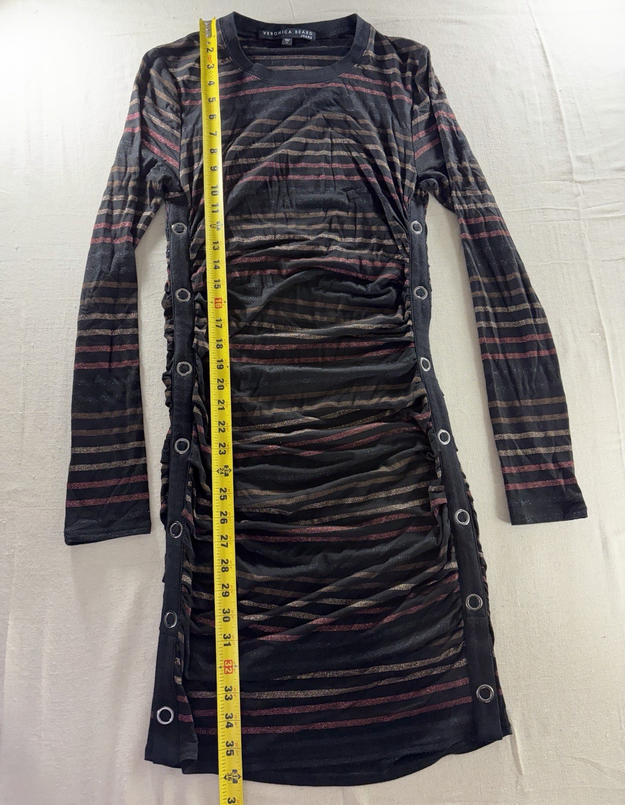 Veronica Beard Black, Gold, & Red Long Sleeve Bodycon – Size S