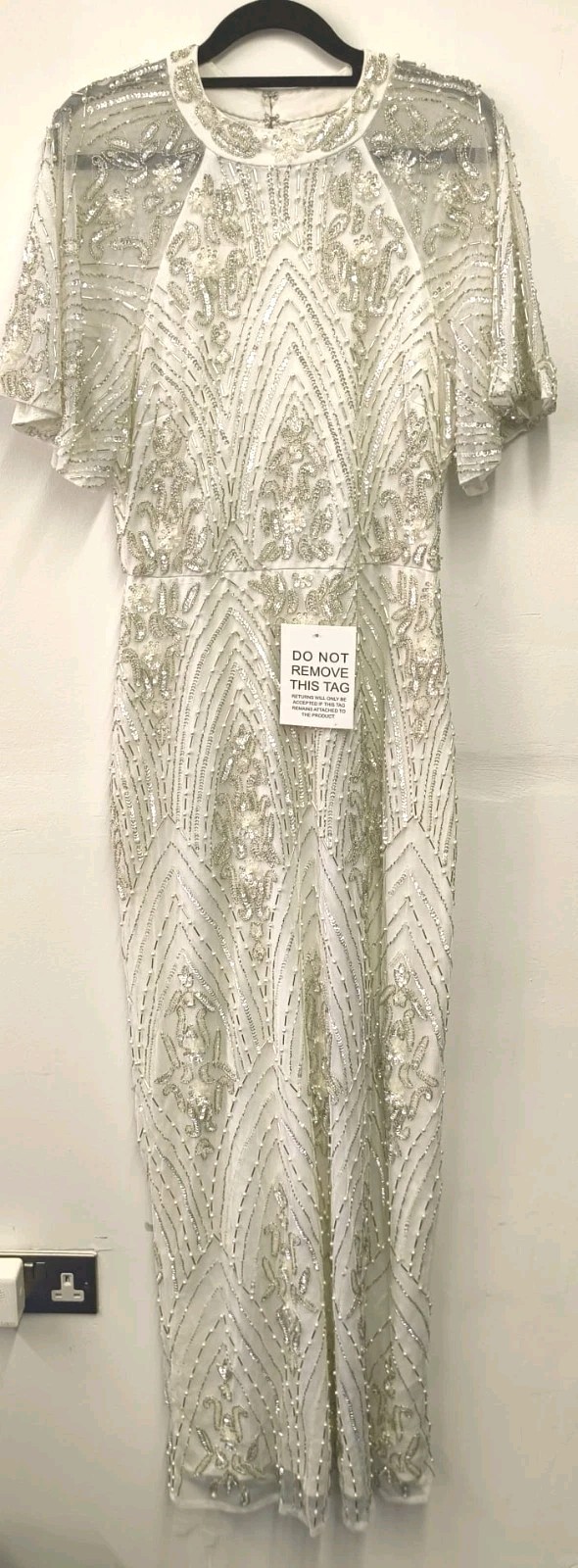Beauut UK 12 Beaded Sequin Maxi Dress Ivory Wedding Bridal Ocassional Formal