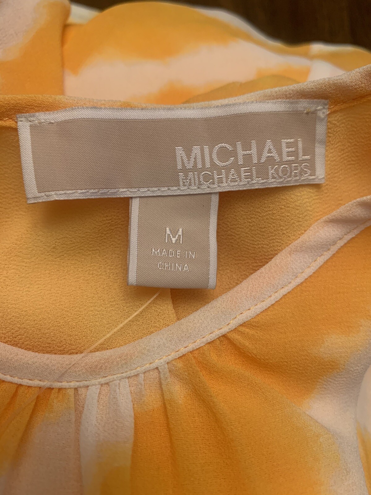 NEW MICHAEL Michael Kors Yellow Long Sleeved Ruched Waist Dress Size Medium NWT