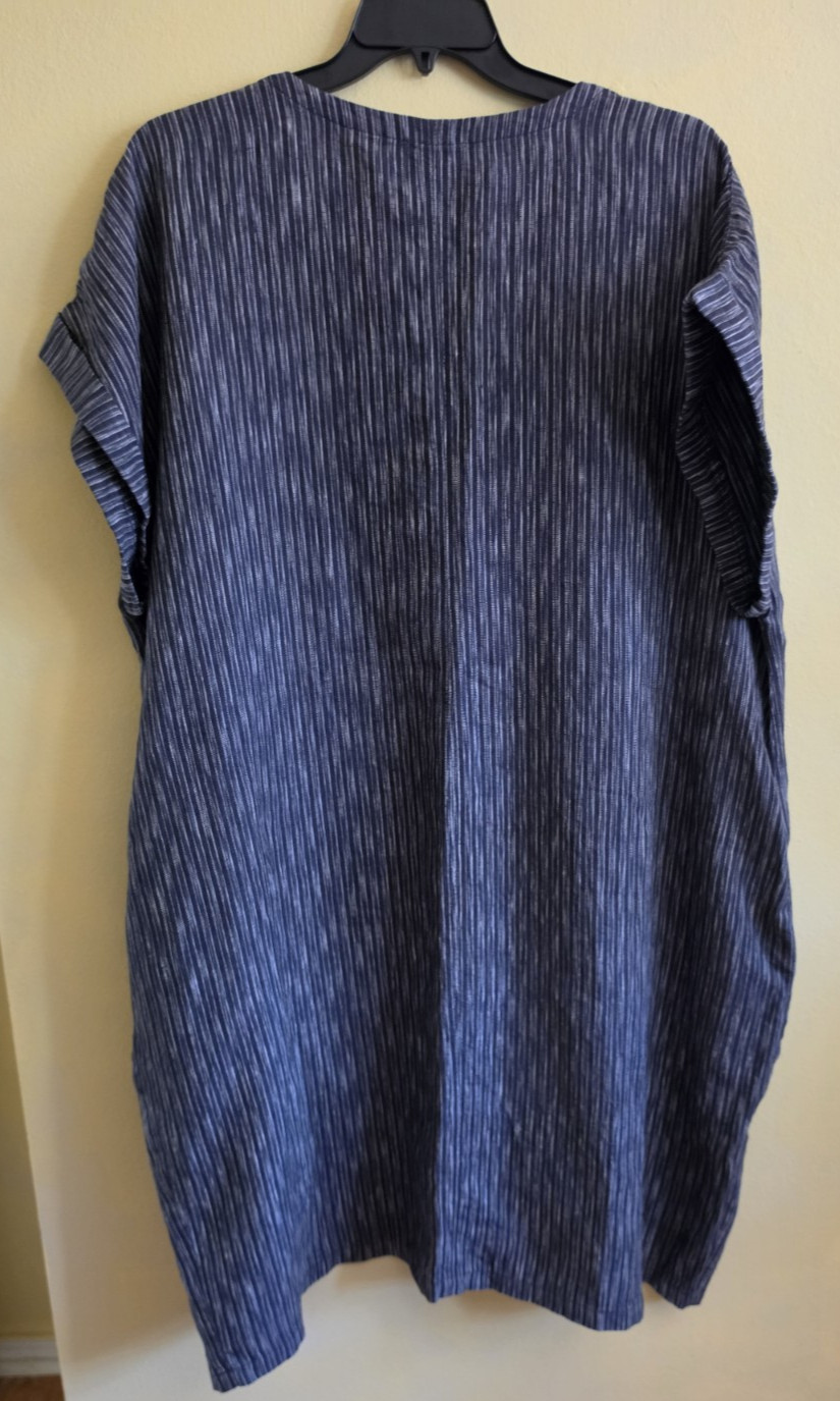 Ryllace Plus 3XL linen black stripe dress