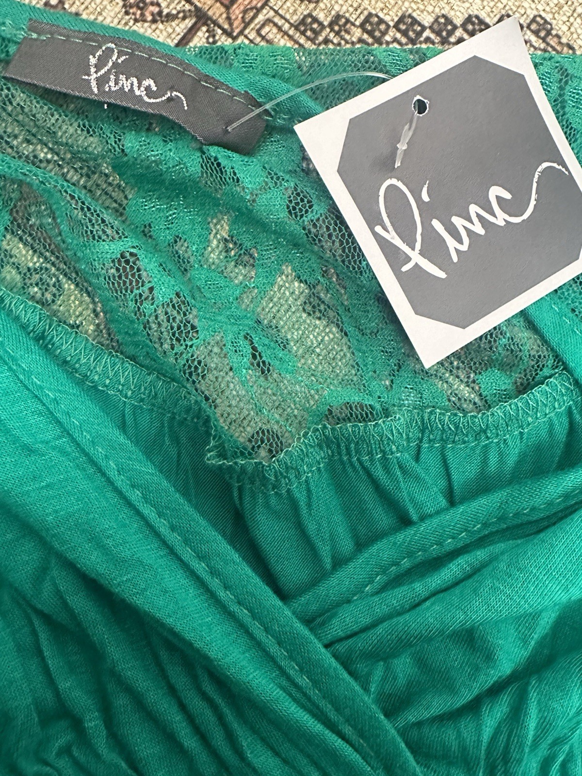 Lime Green Solid Lace Maxi Dress V-Neck Sleeveless Stretch Pullover S