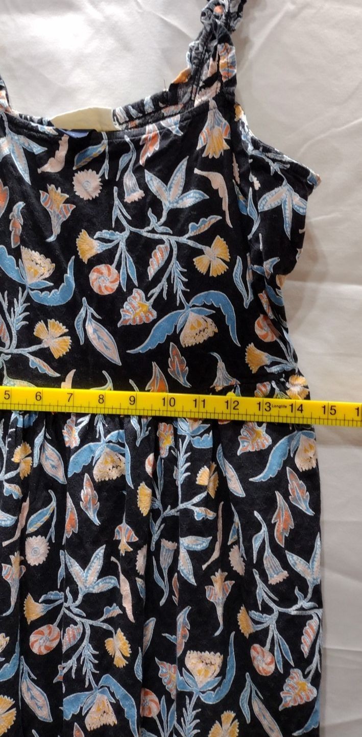 Universal Thread Maxi Tank Dress Medium Sundress Black Floral Ruffle Stretch
