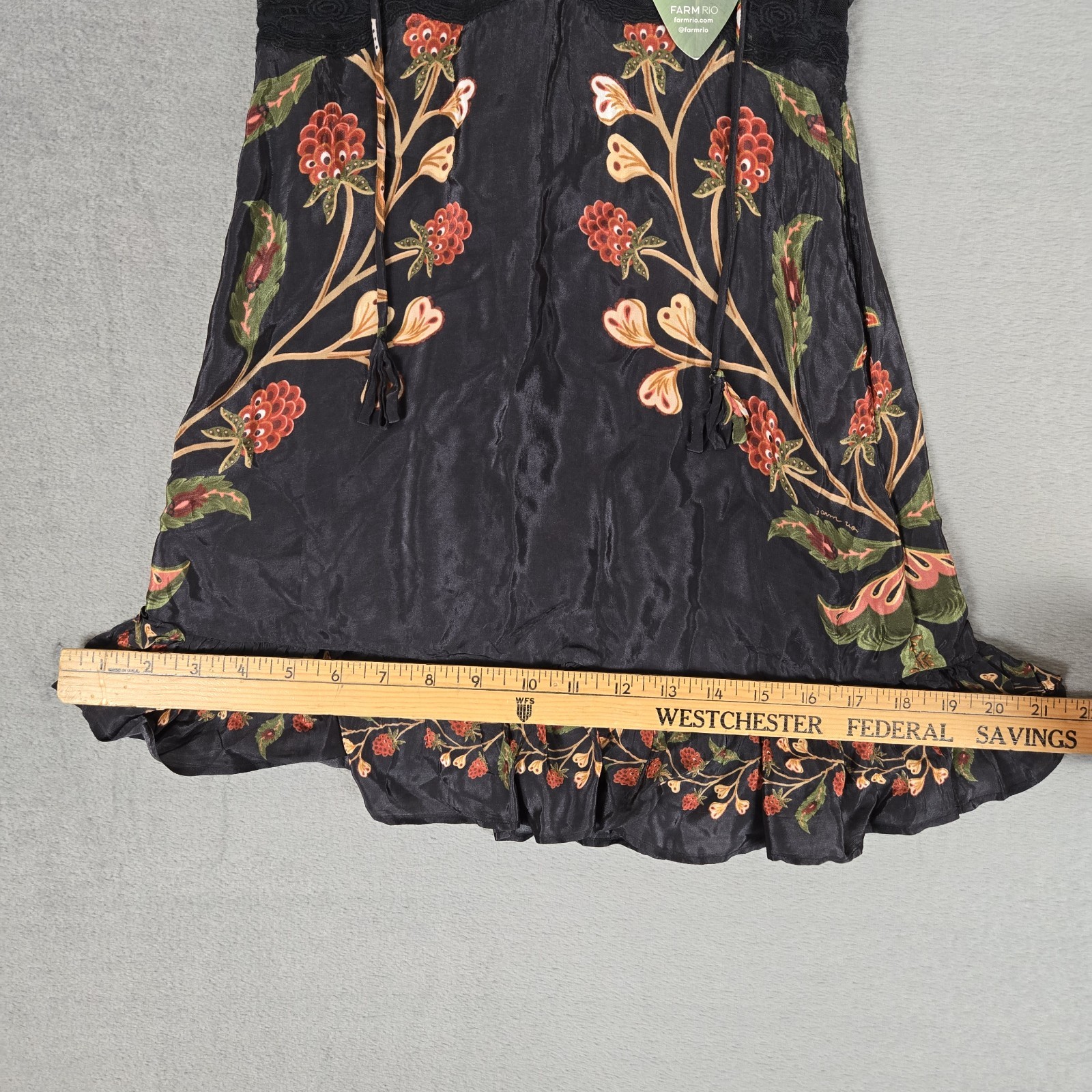 Farm Rio Black Berry Garden Mini Womens 2XS Dress Black Embroidered ⭐️Brand New