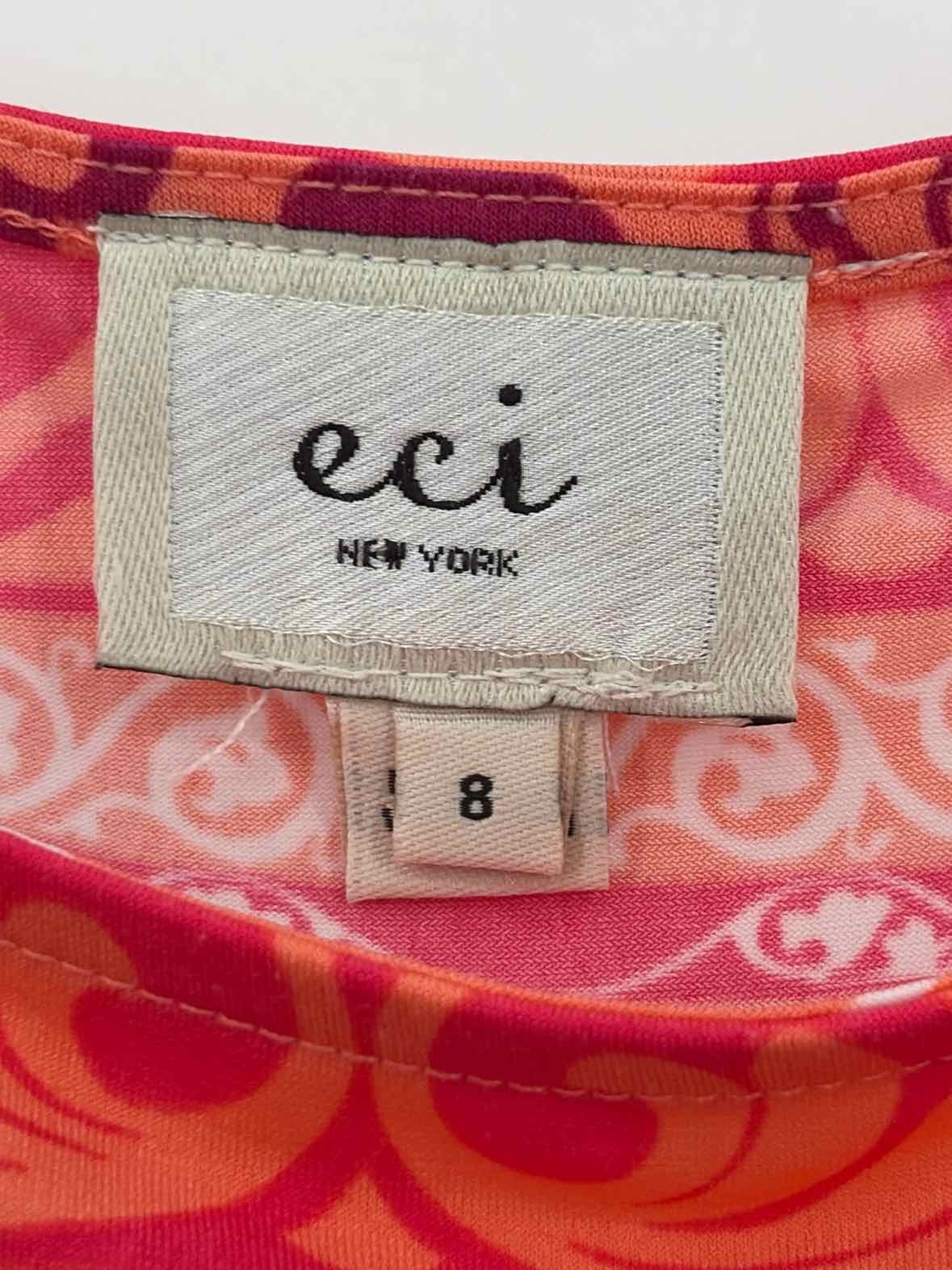 Pre-Owned ECI Orange Size 8 Knee Length Short Sleeve Dress