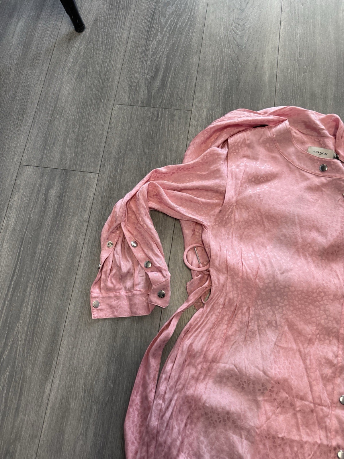 $650 Coach Texture Drape A-Line Shirtdress Womens Size 00 Pink 10011208JAX New