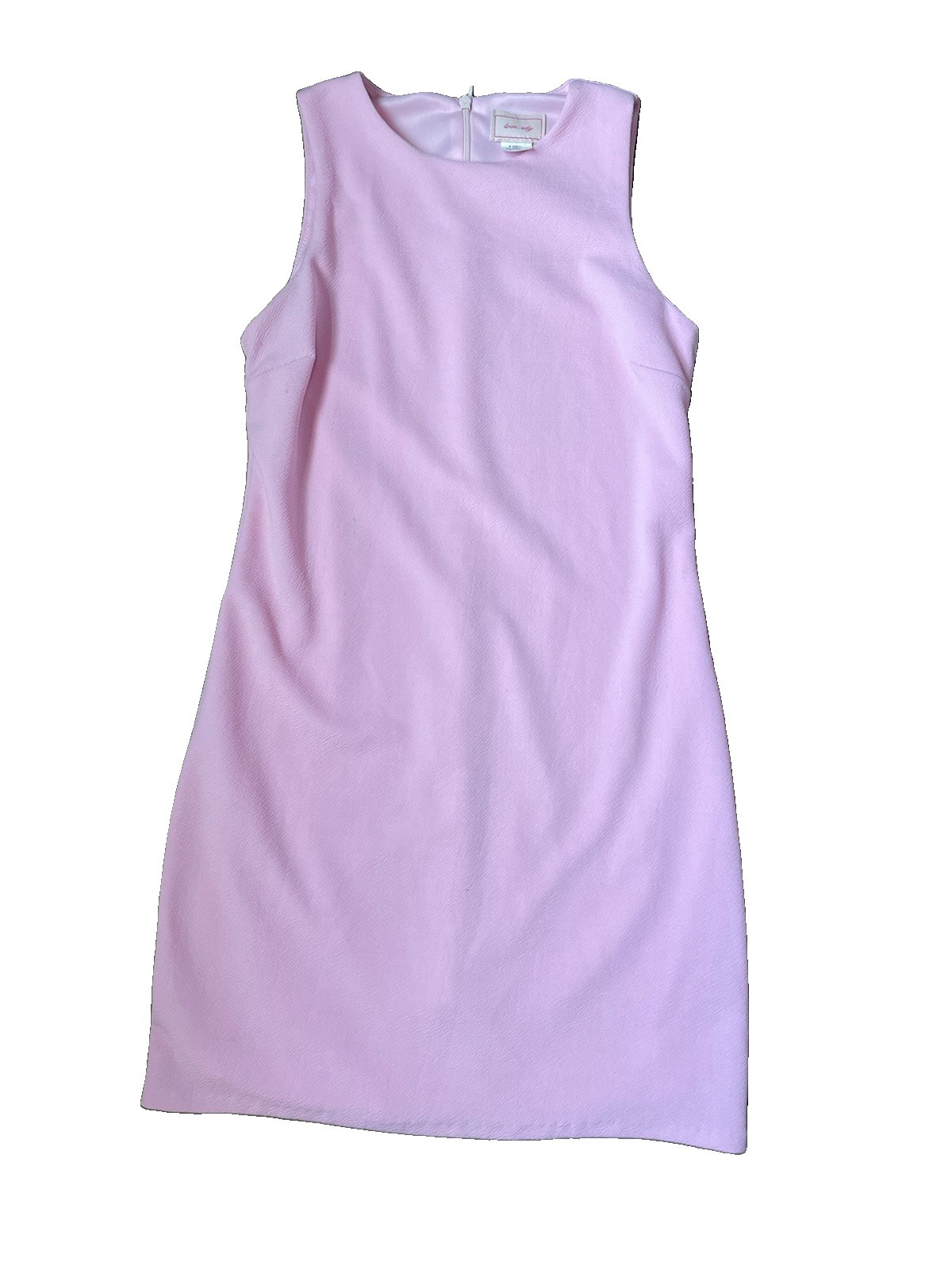 love…ady XS Baby Pink Shift Dress Crew Neck Sleeveless Short Zip Stretch Knit