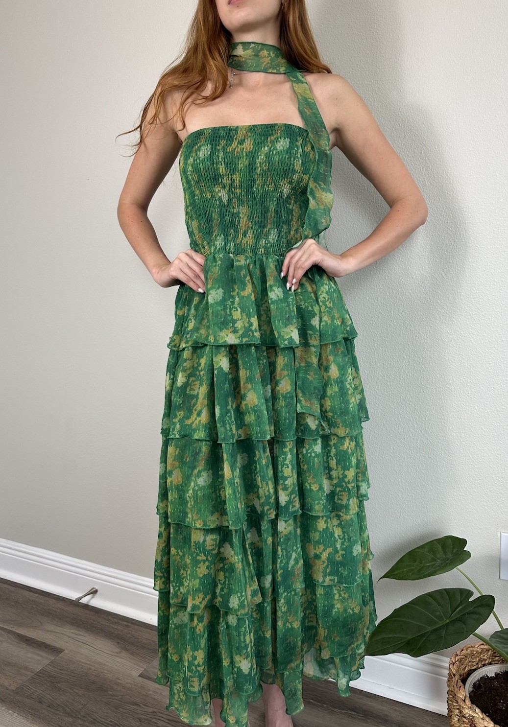Like My Choice Ruffled Women Size Large Green Dress