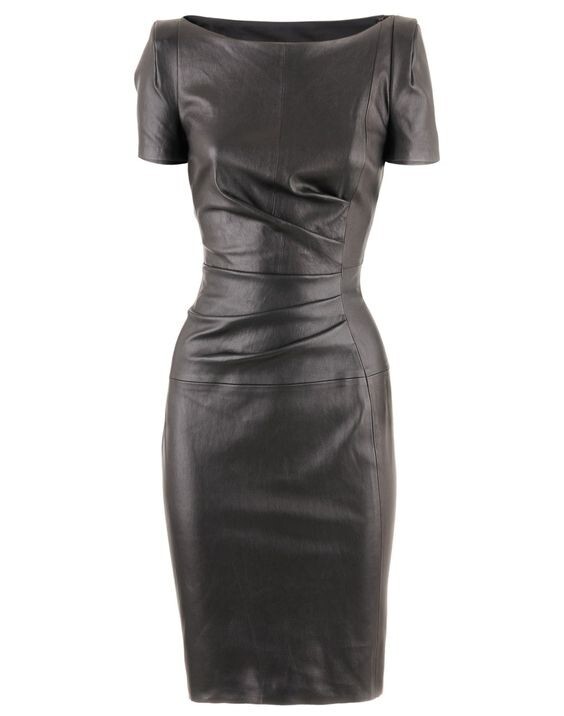 Women Leather Dress New Black Genuine Lambskin Sexy Leather Dress XS-3XL DS77