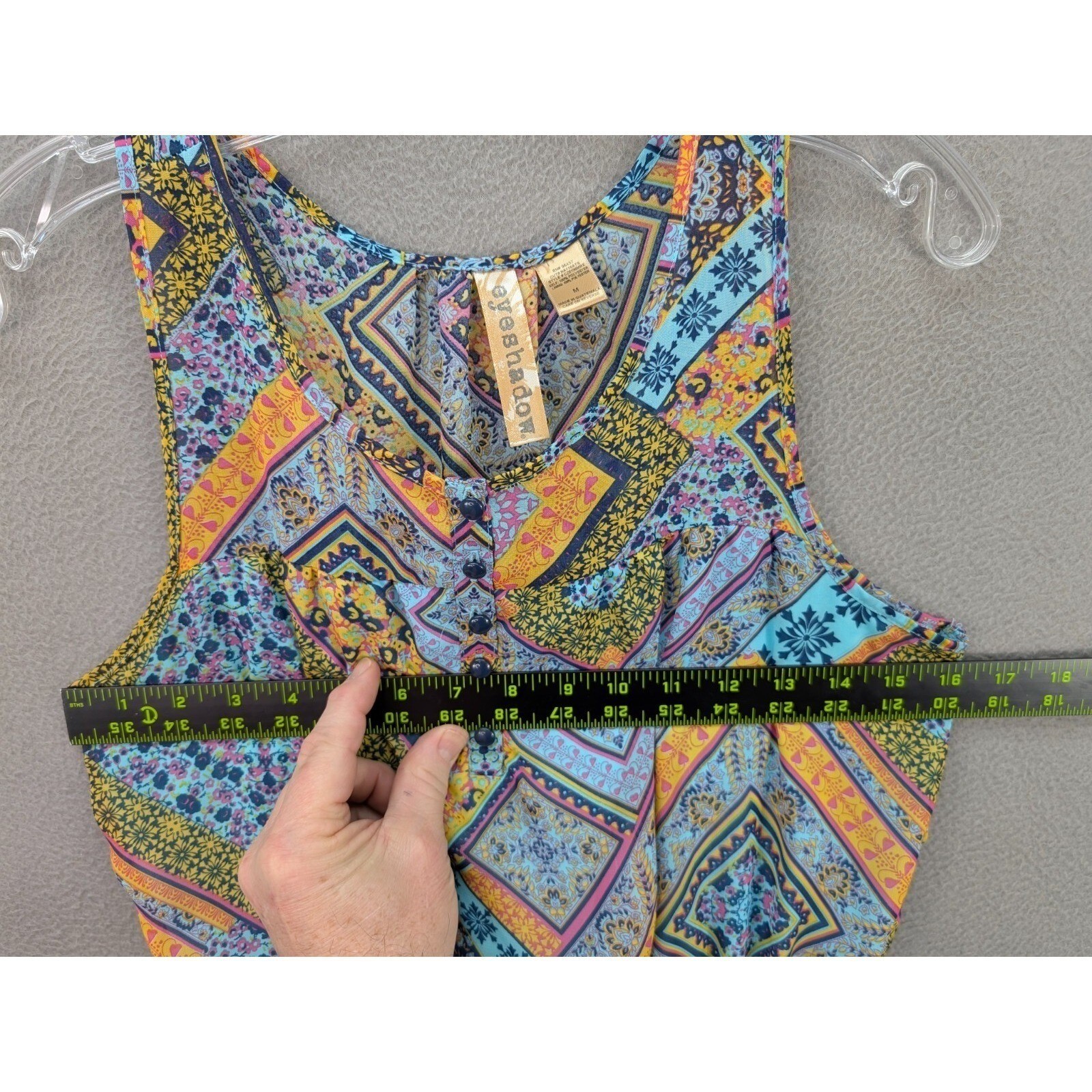 Eyeshadow Geometric Dress V-Neck Tunic Boho Hippie Cottagecore Summer Women’s M