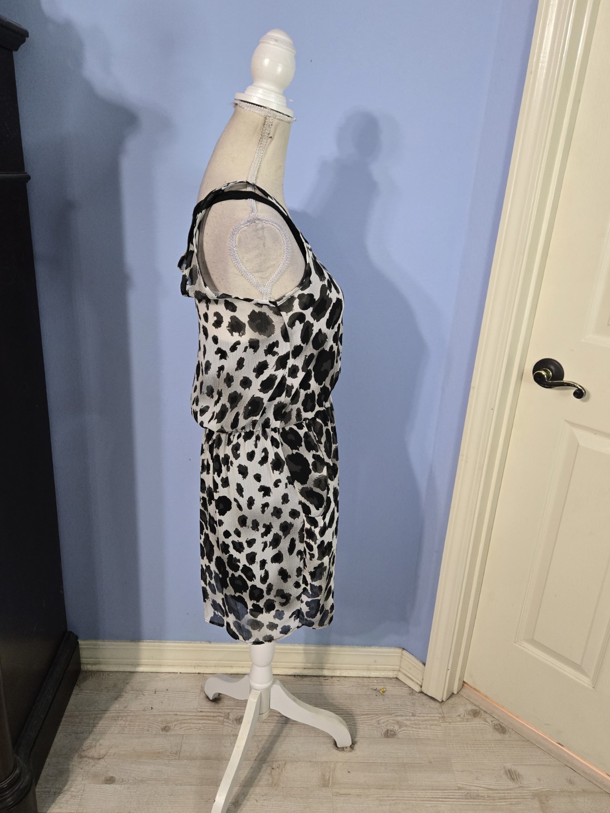 Bella D Small Dress Womens Gray Sleeveless Animal Print