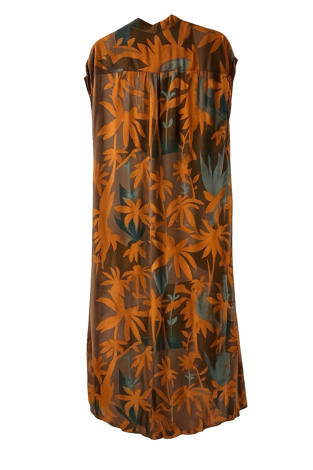 & Other Stories Button Front Tropical Palm Print Midi Dress Size 10