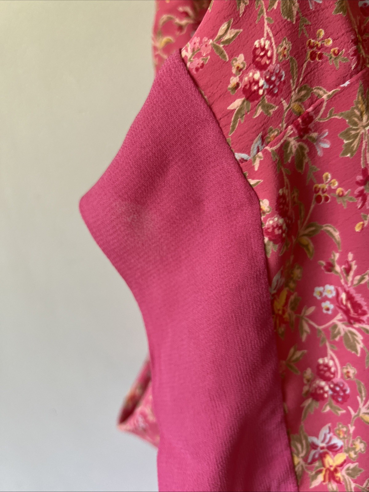 Vintage April Cornell Pink Raspberry Floral Sleeveless Wrap Dress Size M Rayon