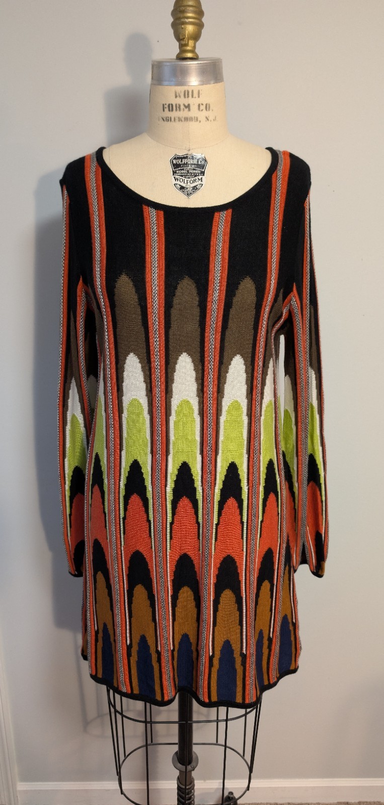 Radzoli, Retro Inspired Knit Long Sleeve Dress, Size Large
