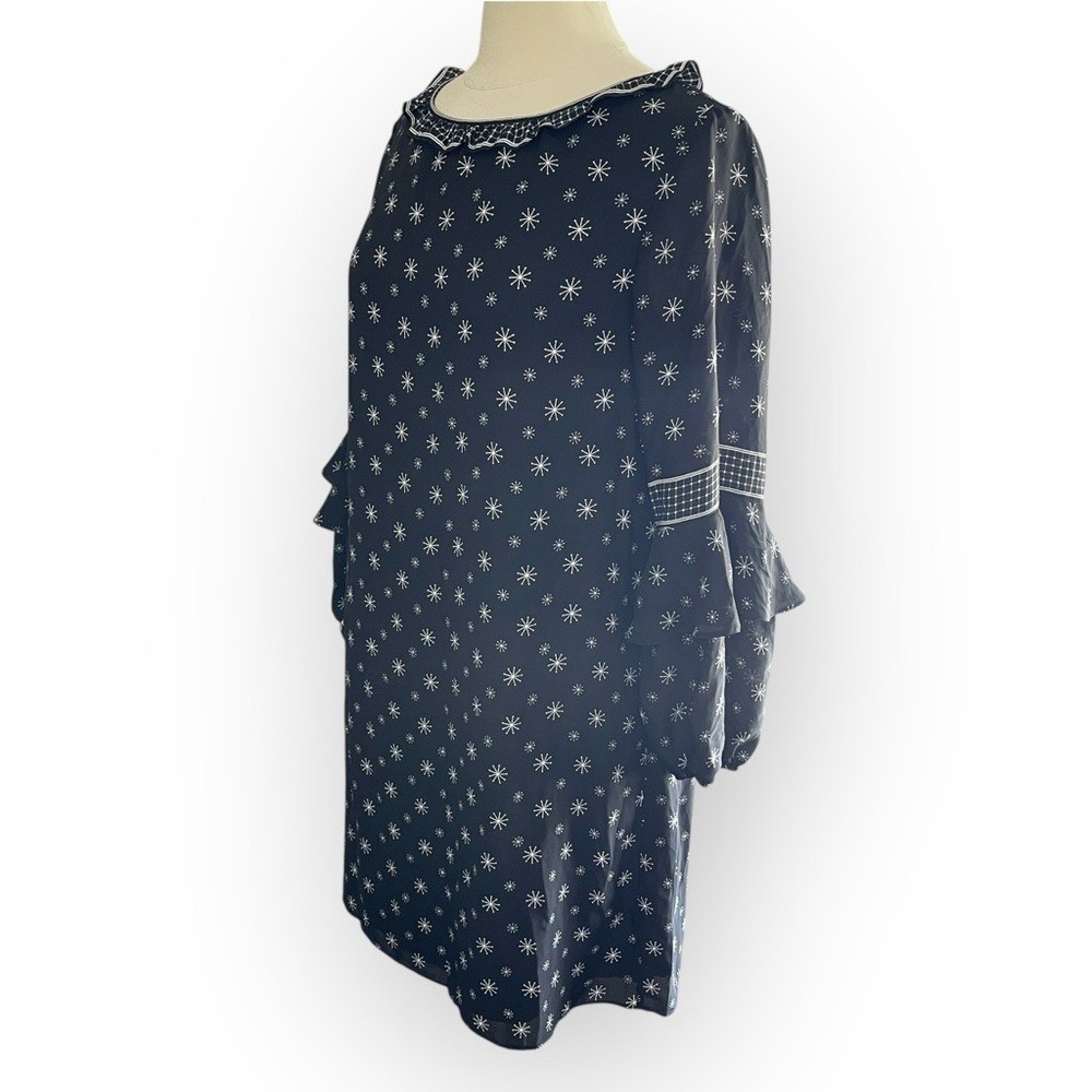 NWT MAX STUDIO Long Ruffle Sleeve Black & White Mini Shift Dress, Medium