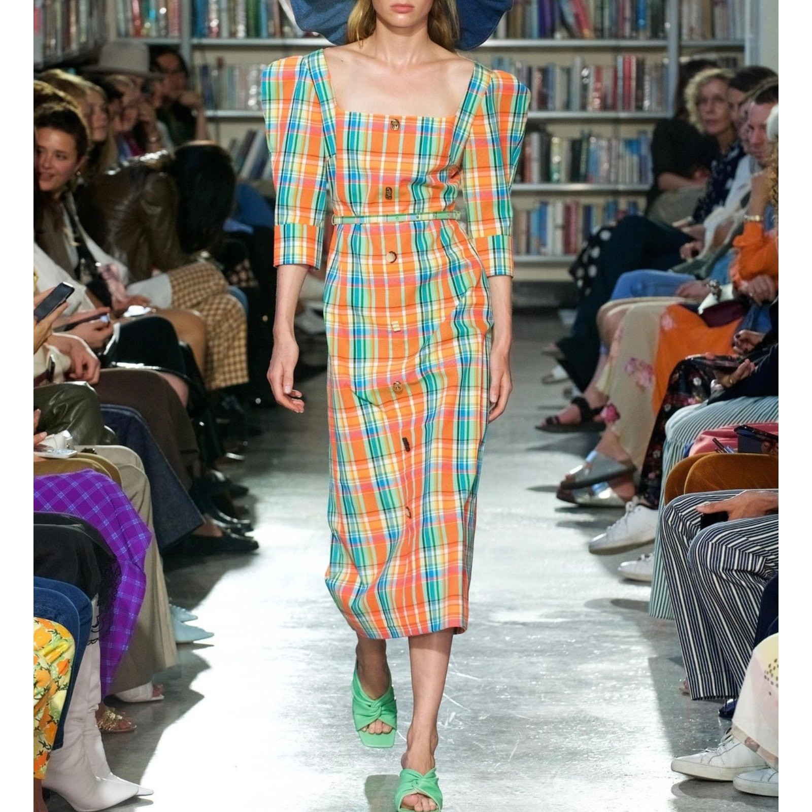 REJINA PYO NWT Leonie Orange Plaid Midi Dress Women’s Sz 14