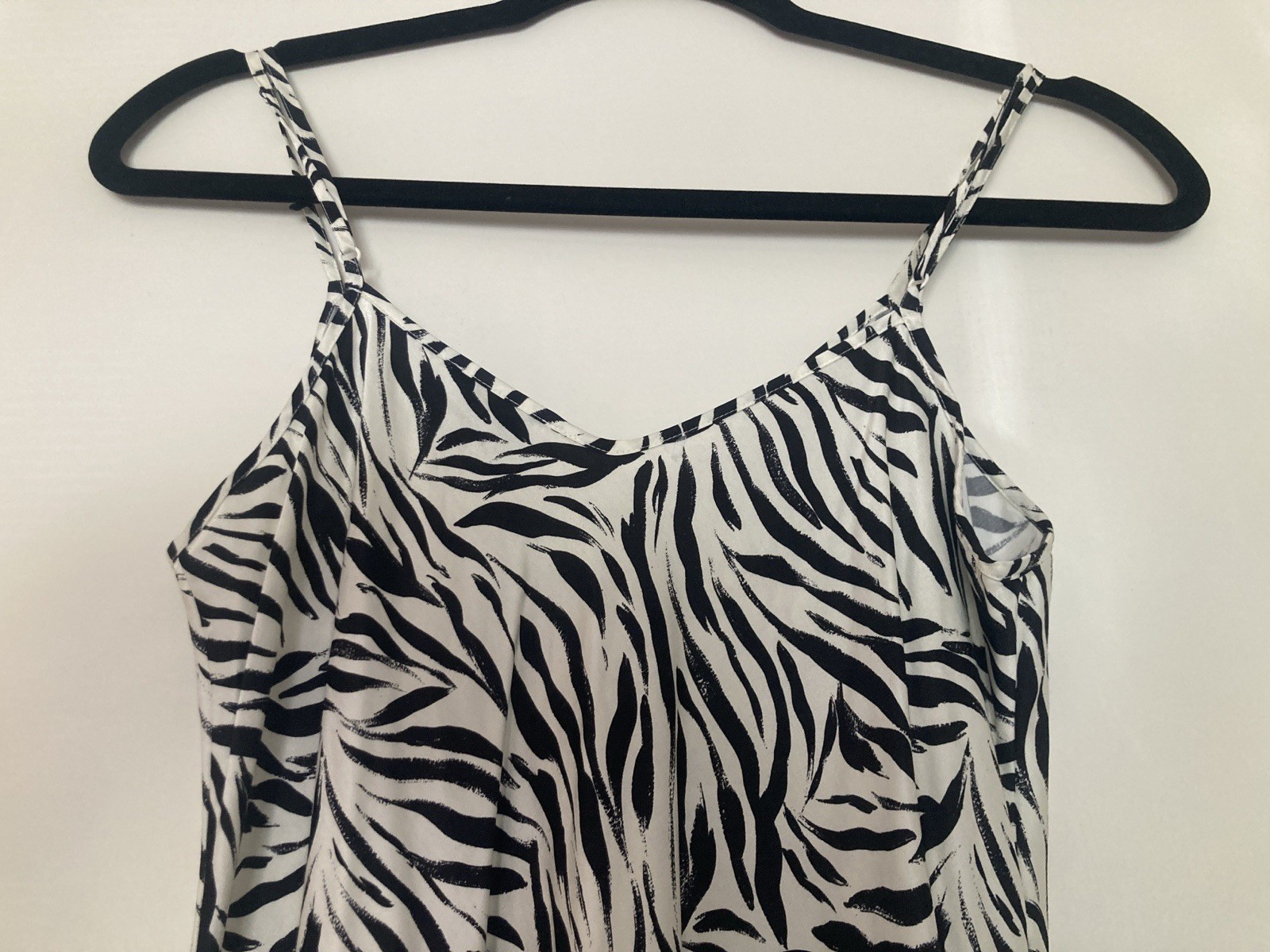 GINIA Black/White Zebra Animal Print Strappy Sleeveless Maxi Dress Size M