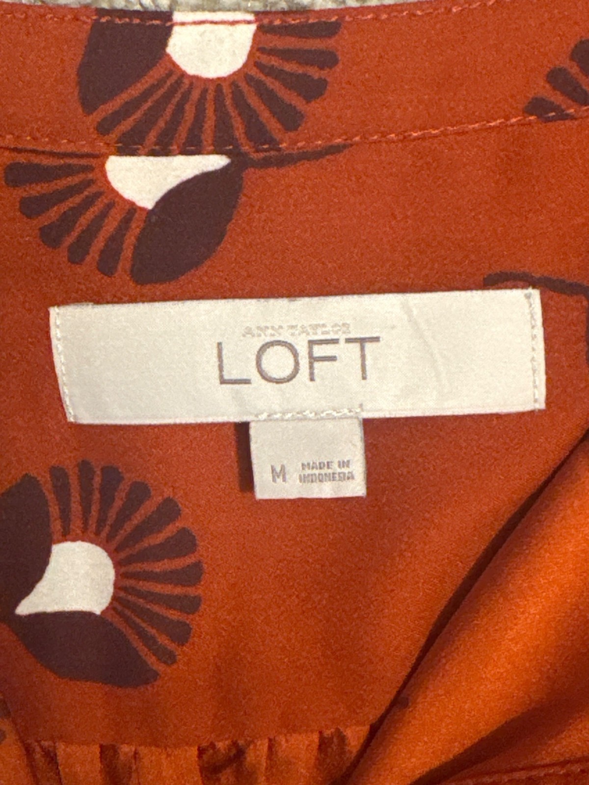 Ann Taylor LOFT Rust Brown Dandelion Drop Waist Ruffle Hem Dress Size M Summer