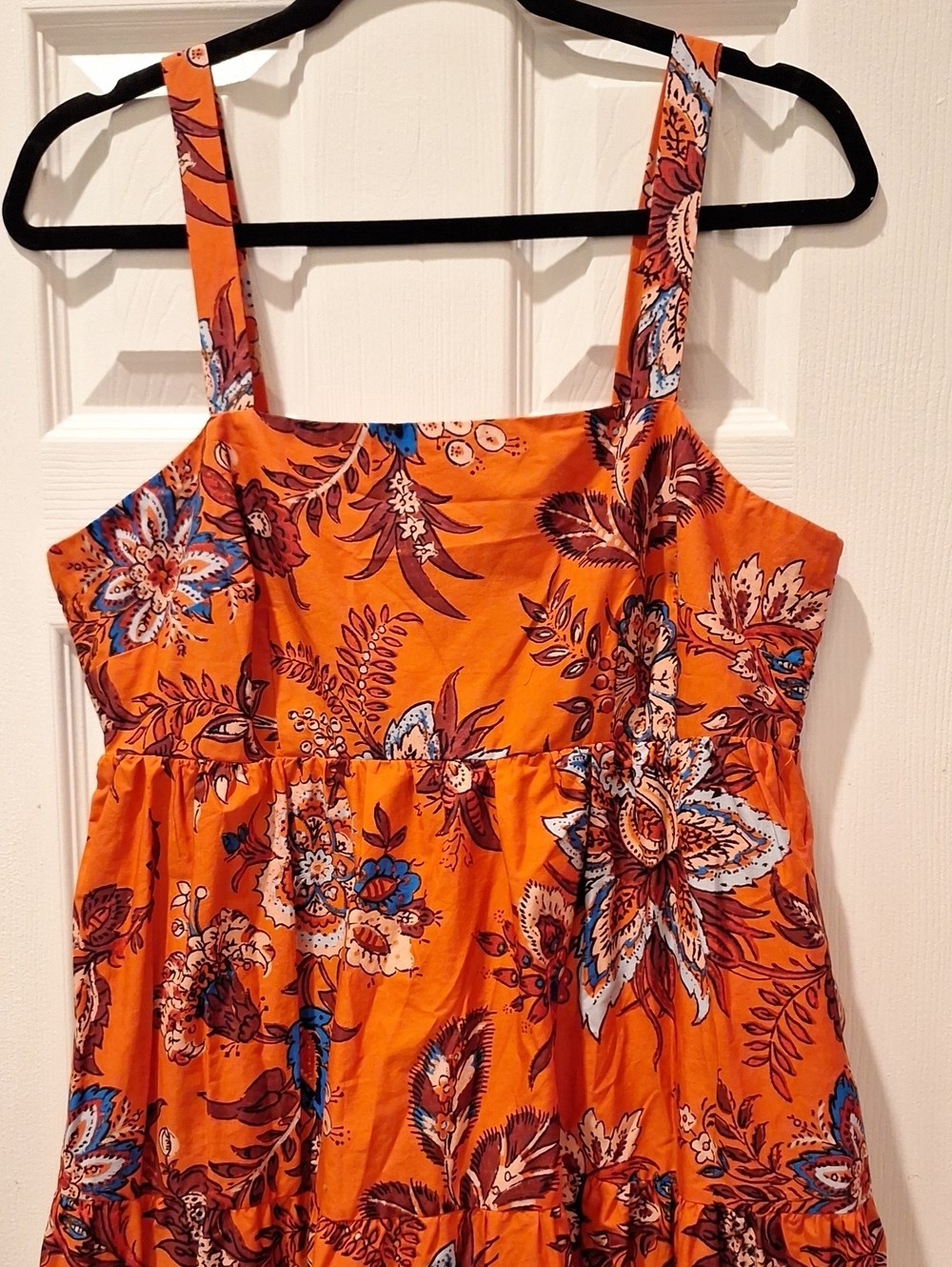 Rhode for Target – Orange Floral Tiered Midi Cotton Sundress – Medium NWT