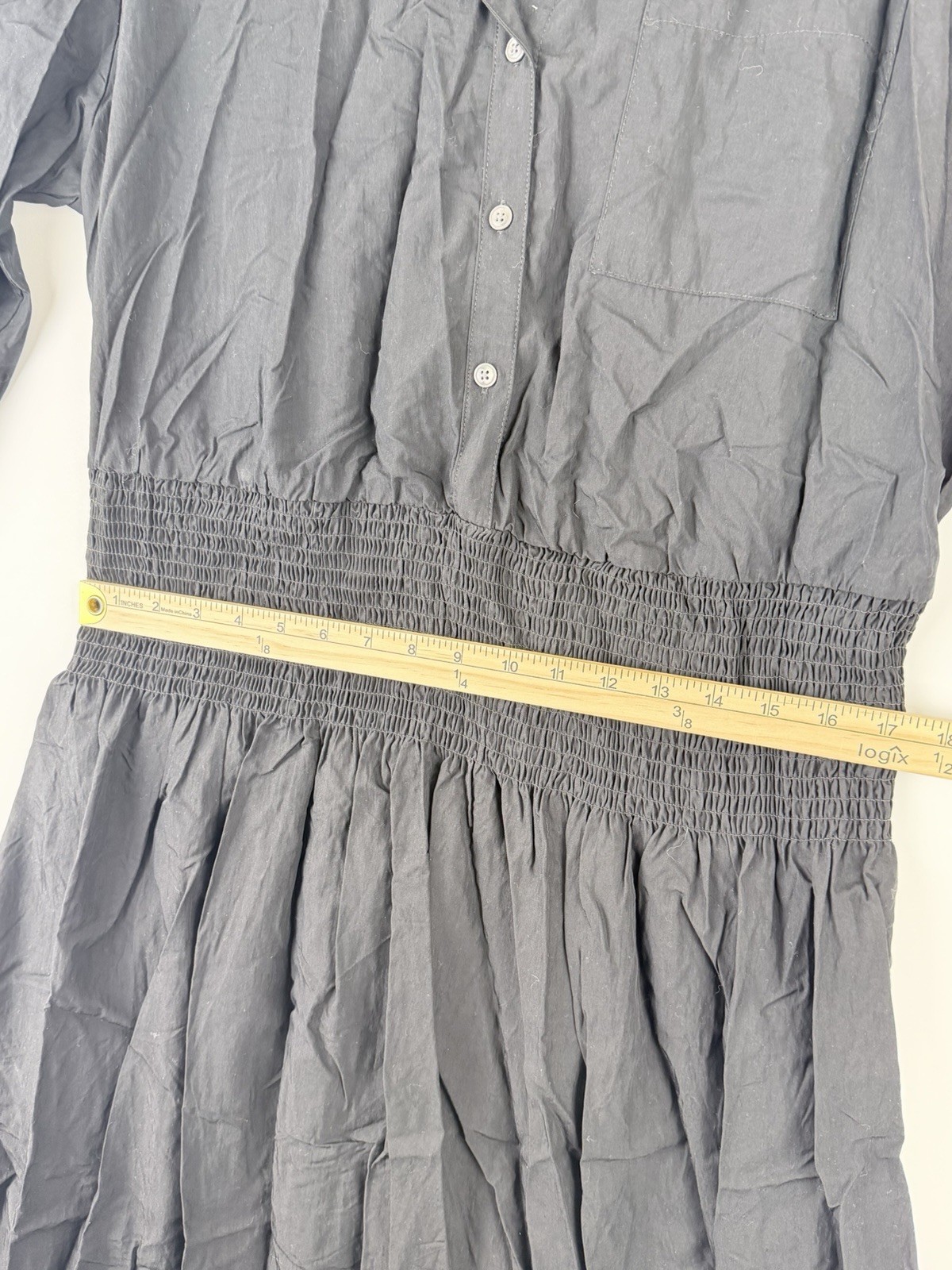 Future Collective Women’s Collared Long Sleeve Smocked Midi Shirtdress Size 2XL