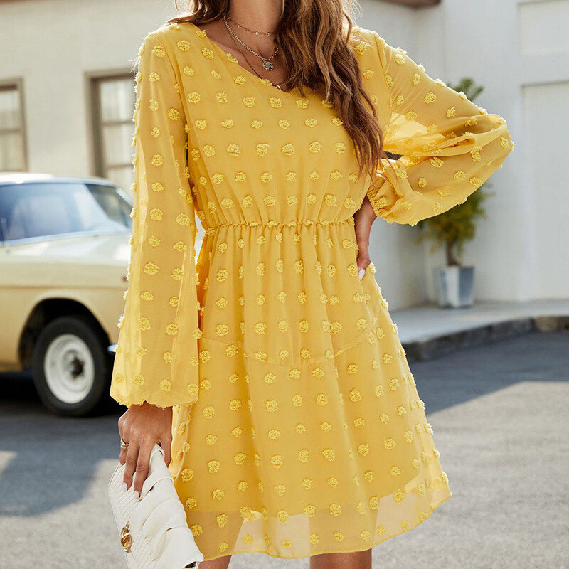 Women Sexy Pom Pom Short Dresses Ladies Kaftan Party Solid Color Mini Dress