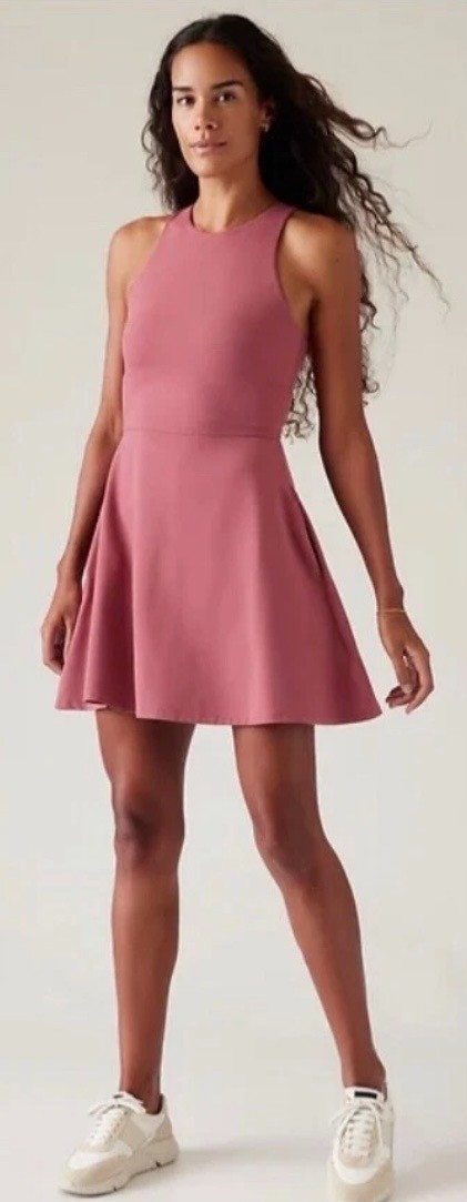 Athleta Conscious Berry Rose Dress Fit & Flare Athleisure Golf Activewear SZ S