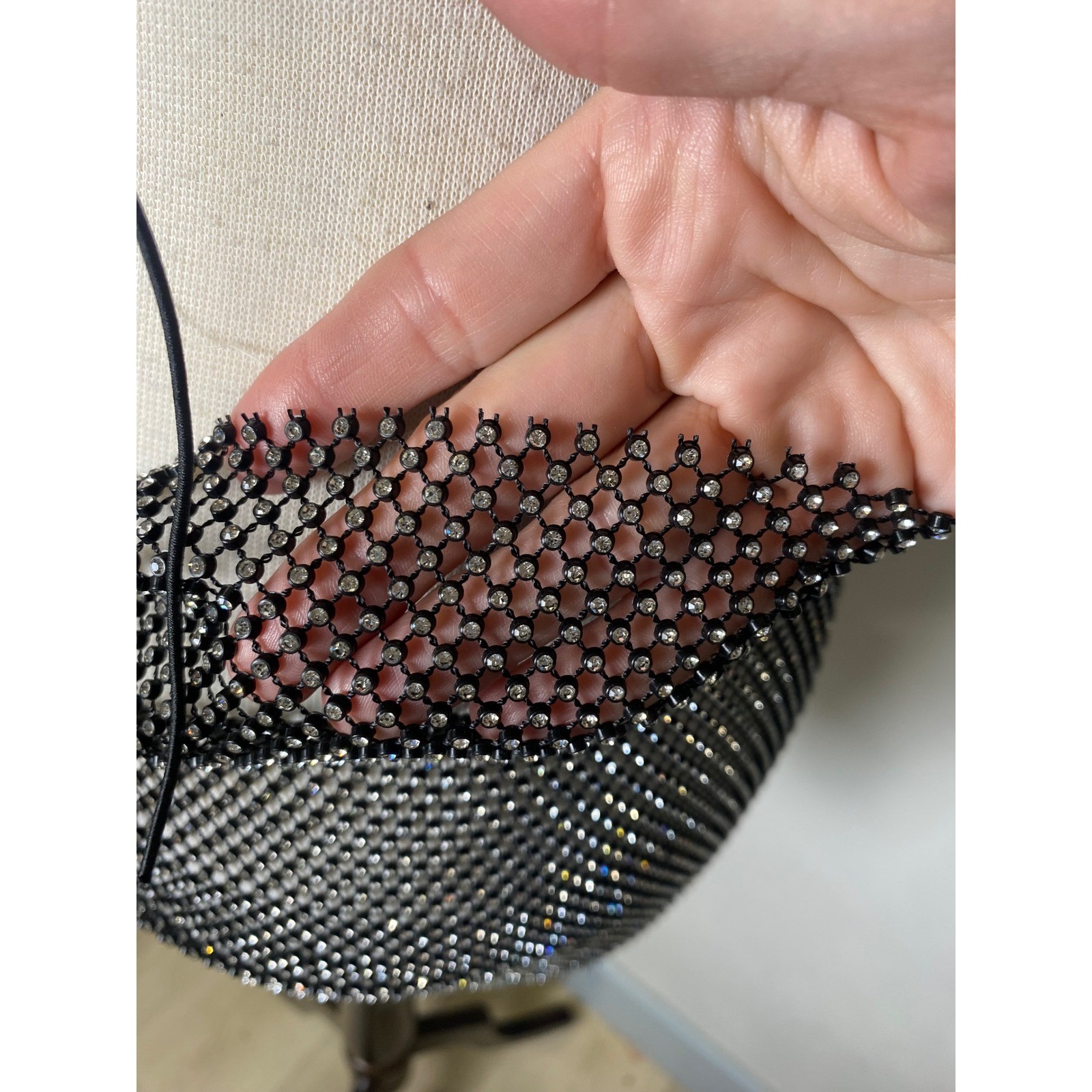 Rhinestone Mesh Mini Dress Black Silver Cowl Neck Open Back Festival Clubwear