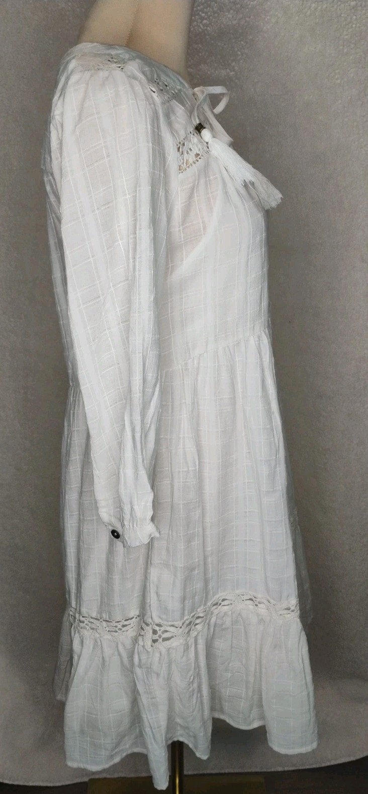 Knox Rose NWT Ivory Long Sleeve Peasent/Hippie Dress S