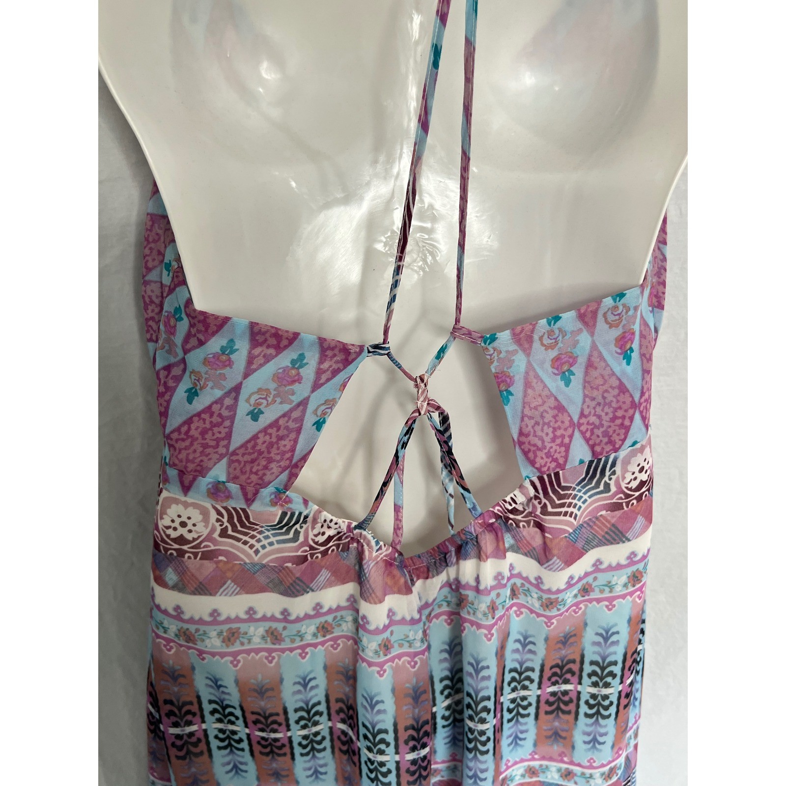 Anna Sui x O’Neill Cloudburst Purple Strappy Maxi Dress Sz M Boho Beach Festival