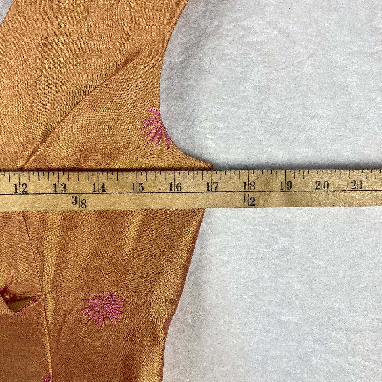 Finity Dress Womens 6 Orange Pink Midi Silk Embroidered Empire Waist Summer Y2K