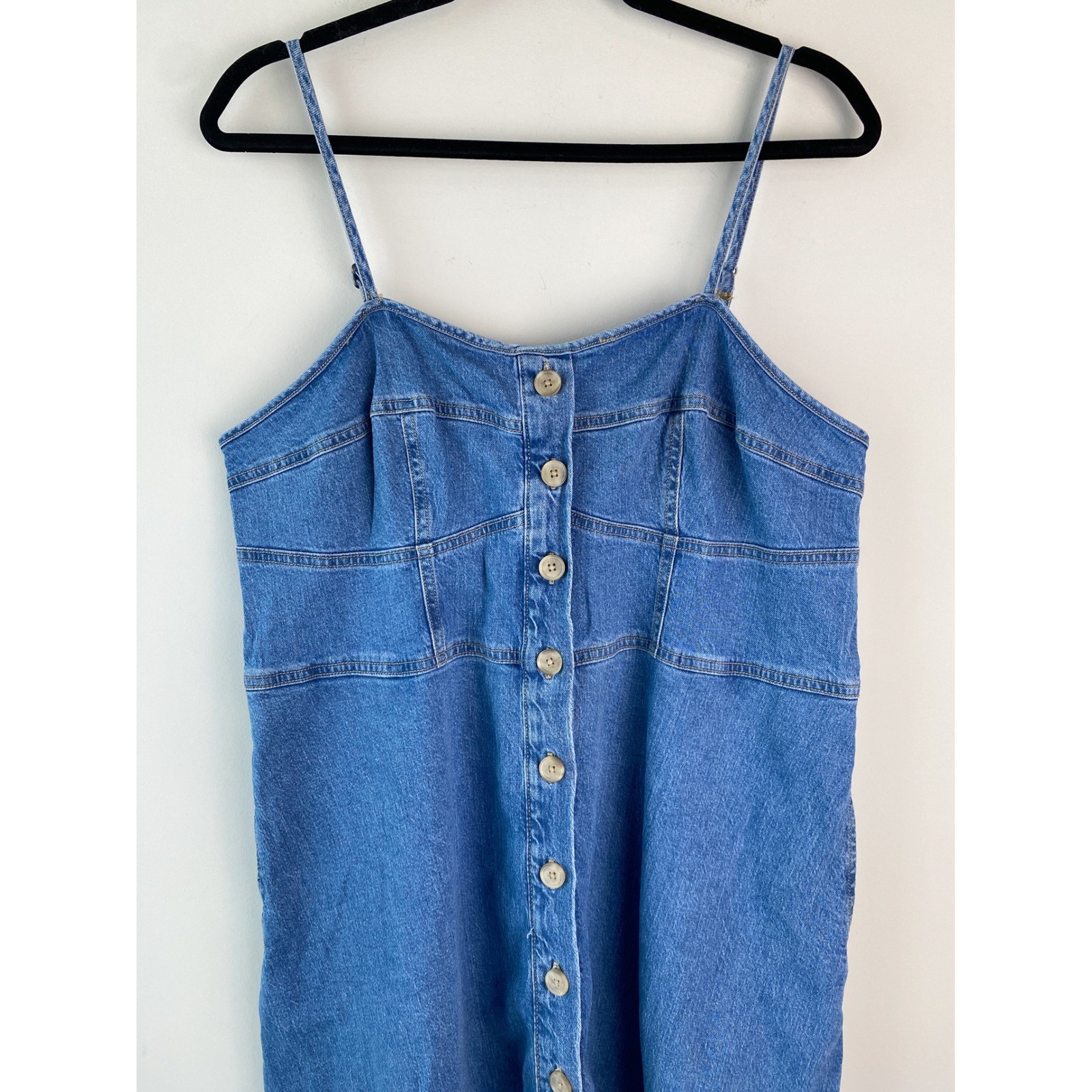 NWT Universal Thread Denim Button Front Mini Dress 10 Blue Cottagecore Western