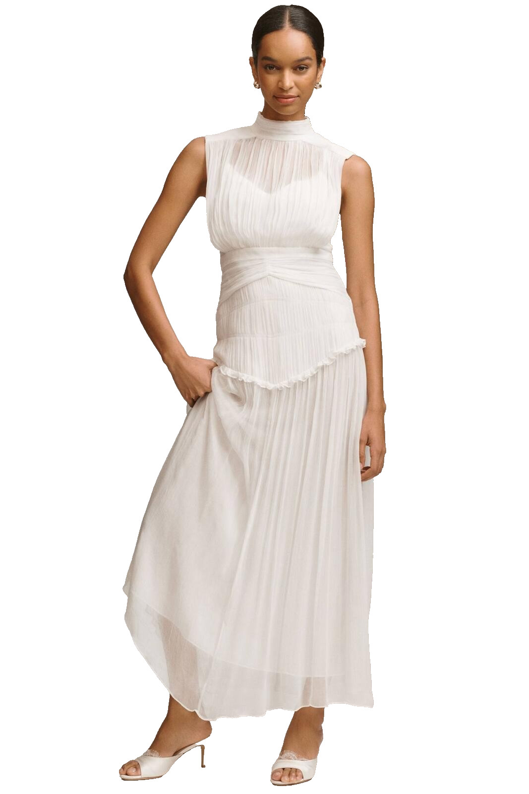 $420 Shona Joy Clemence High Neck Maxi Dress in Ivory Antropologie Sz 6 # 1013