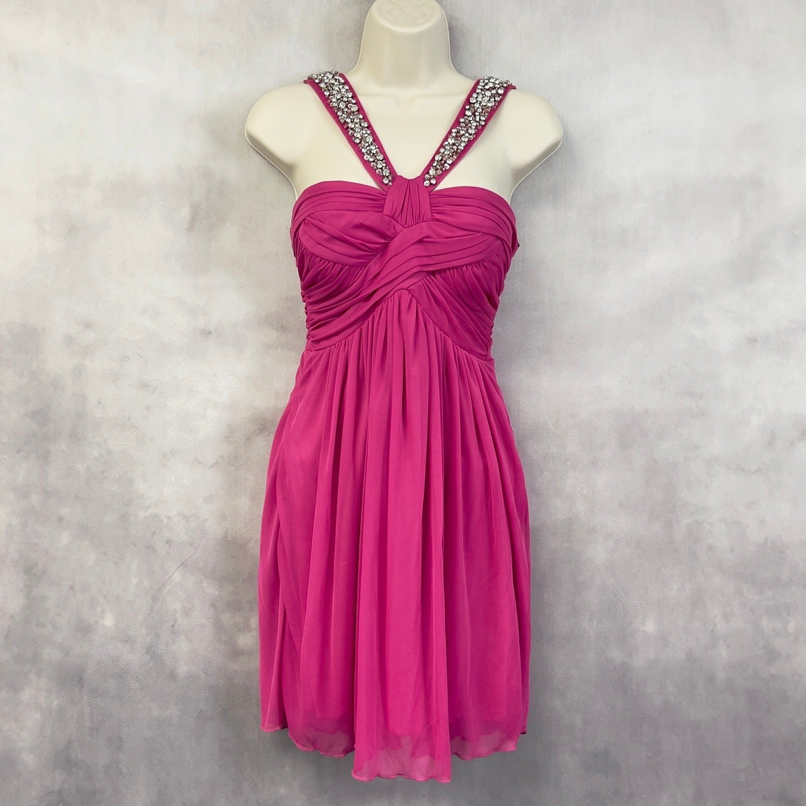 Way In Clothing Co Pink Chiffon Dress Size 3 Coquette Rhinestone Y2K Fairy Girly
