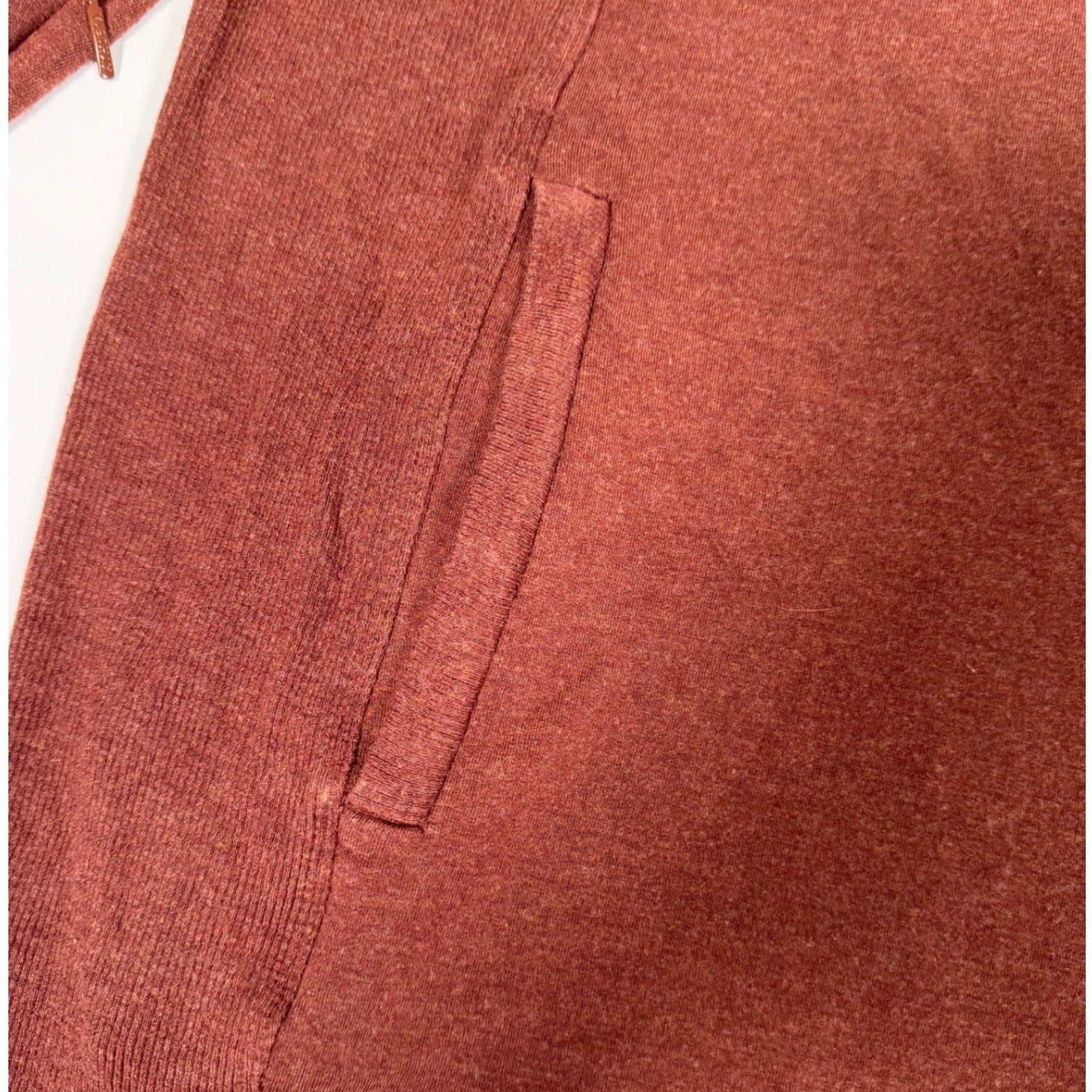 Athleta Large Rust Heathered Modal Tunic Sweatshirt Side Zip Long Sleeve Pockets