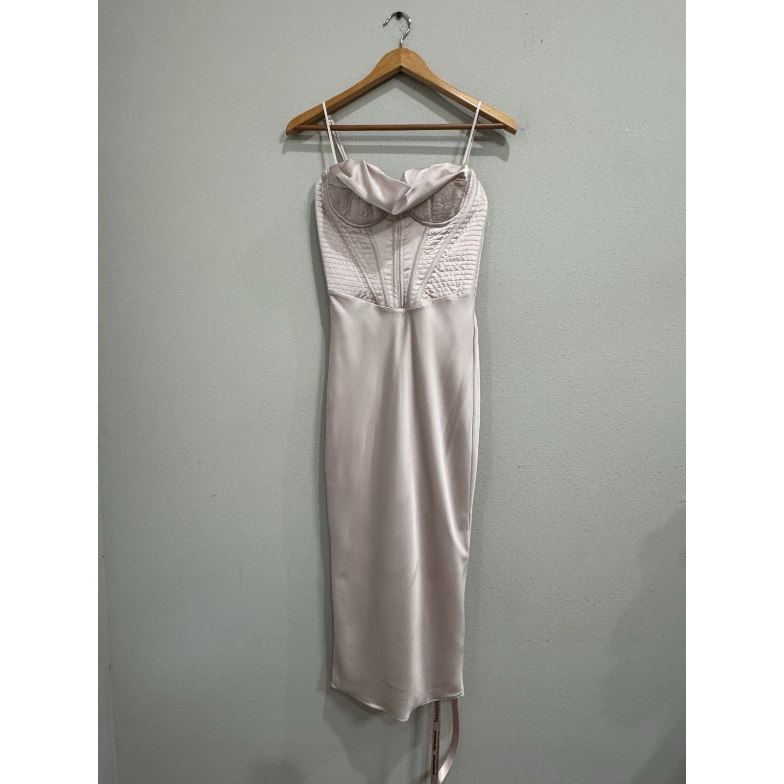 HOUSE OF CB Myrna Corset Dress In Light Pink Satin Size Small