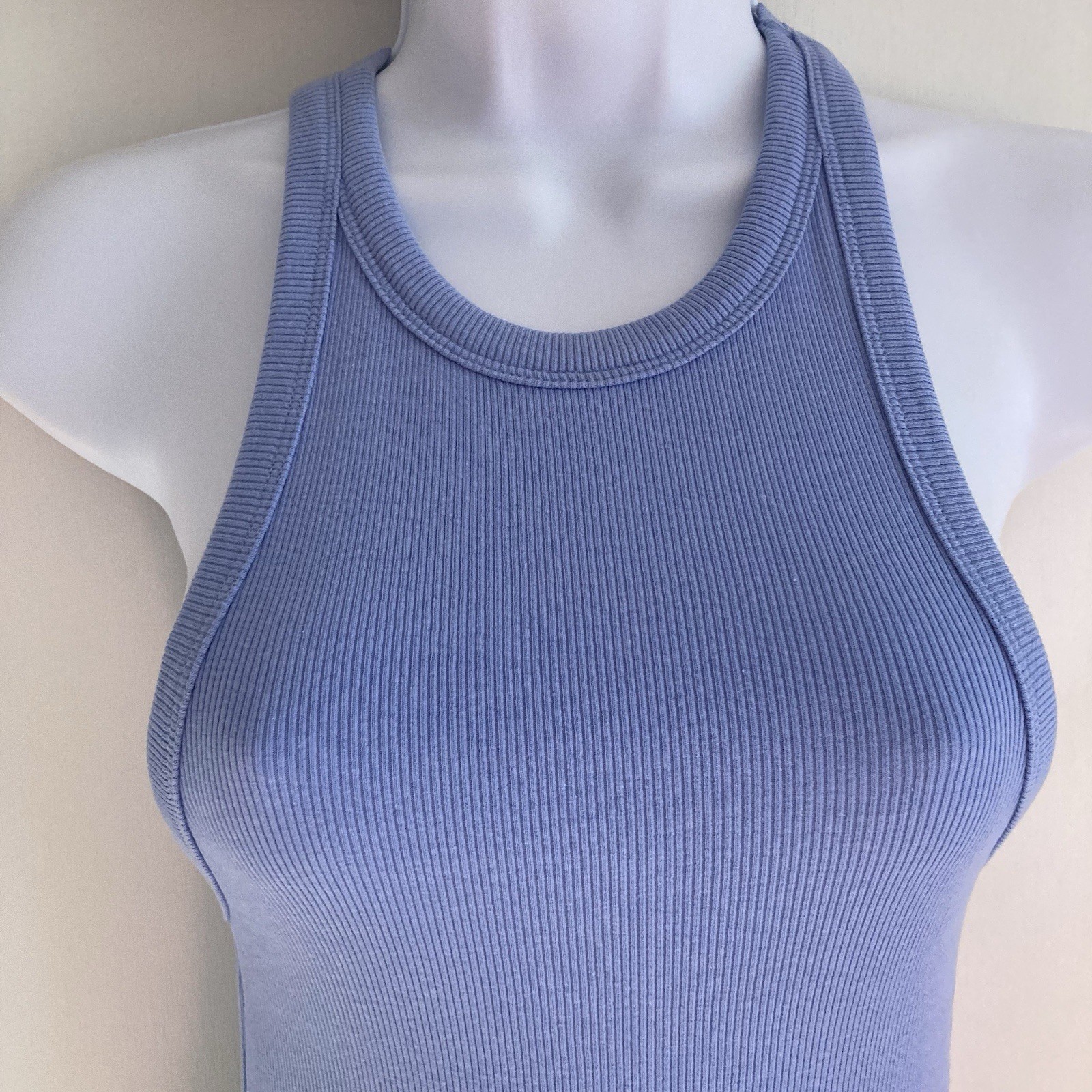 Zara Periwinkle Blue Ribbed Stretch Bodycon Contour Midi Tank Dress, NWT Sz M