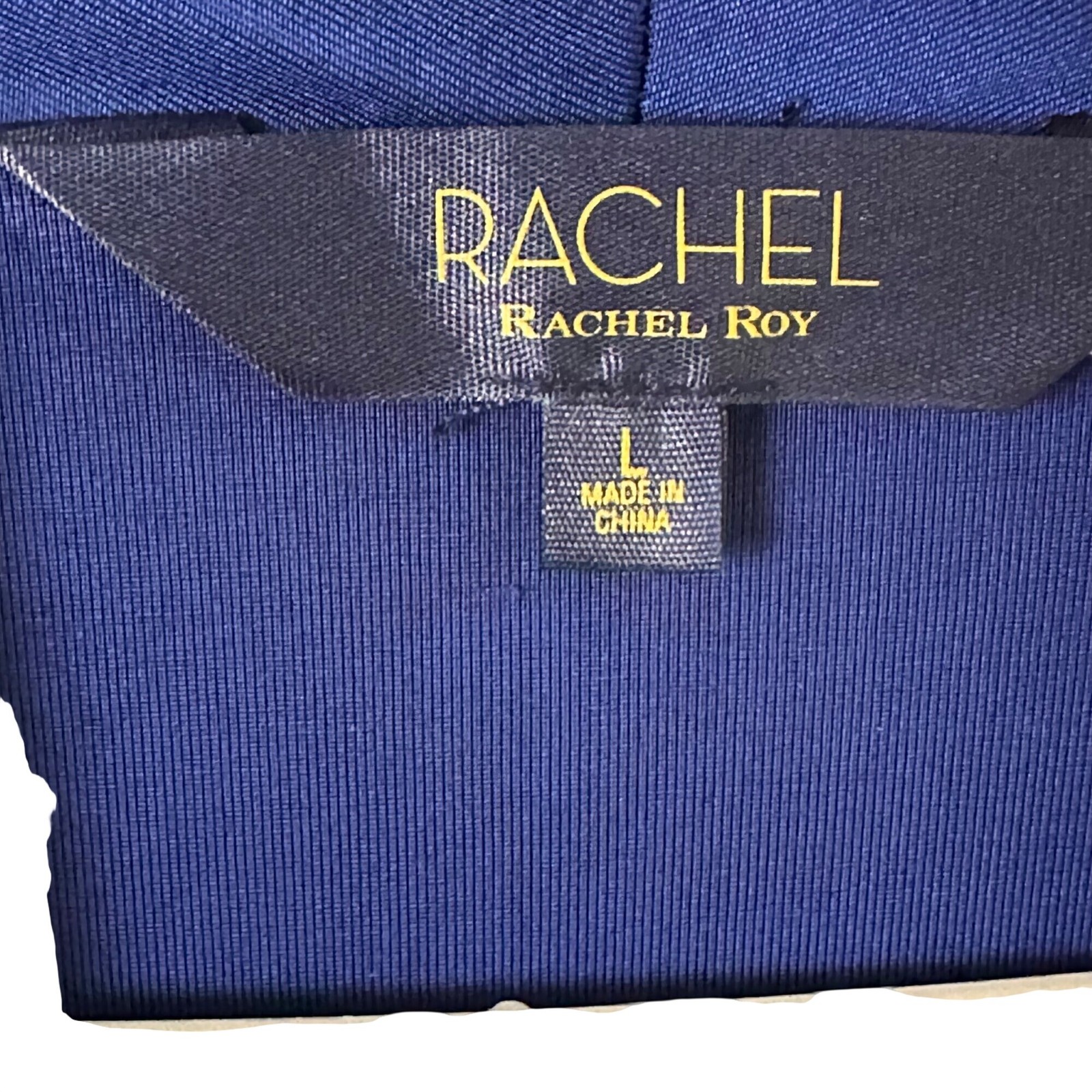 Rachel Roy Size Large Classic Elegant Blue Long Sleeve Drape Front Maxi Dress